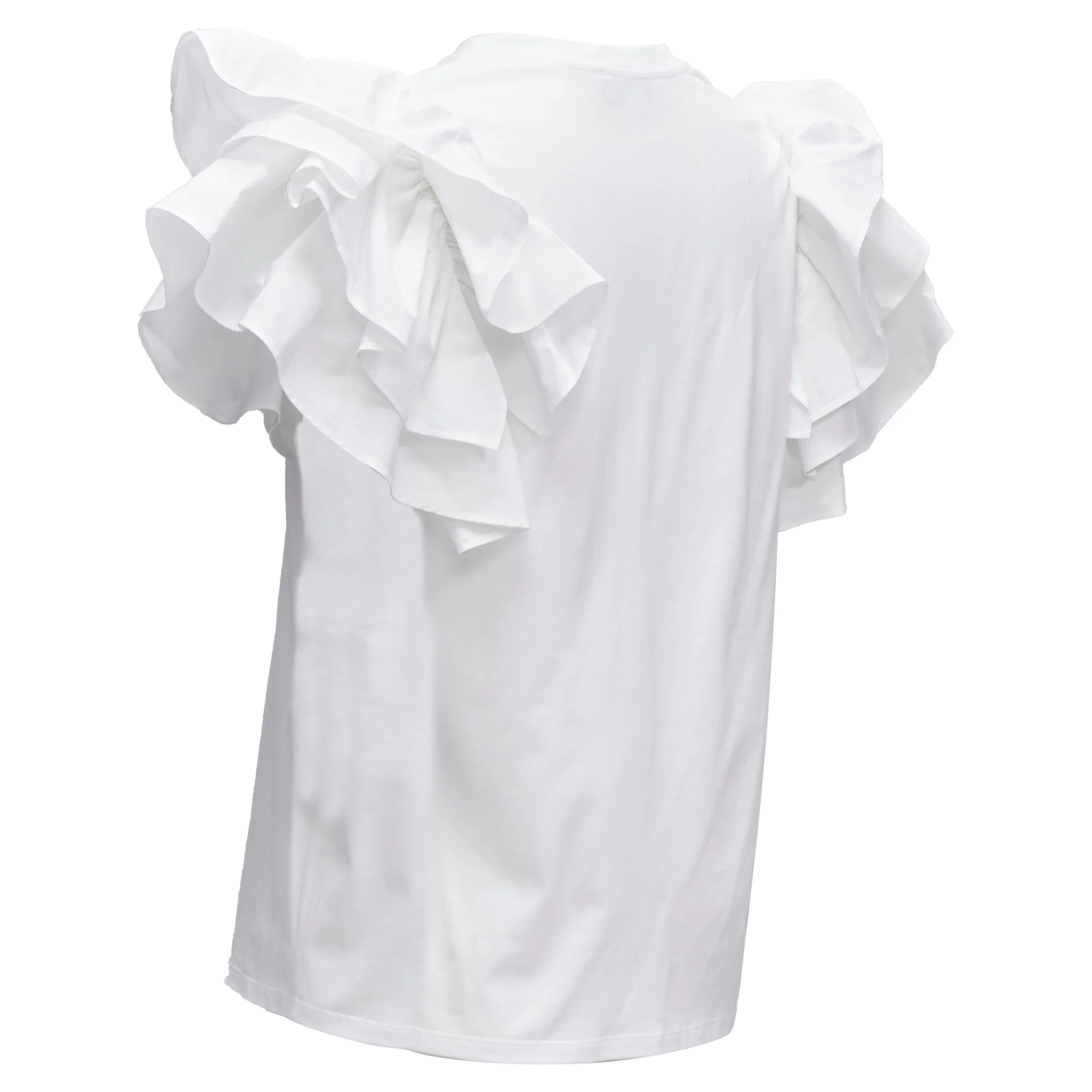 Women's Alexander McQueen cotton ruffle sleeve crew neck tshirt - Image 6
