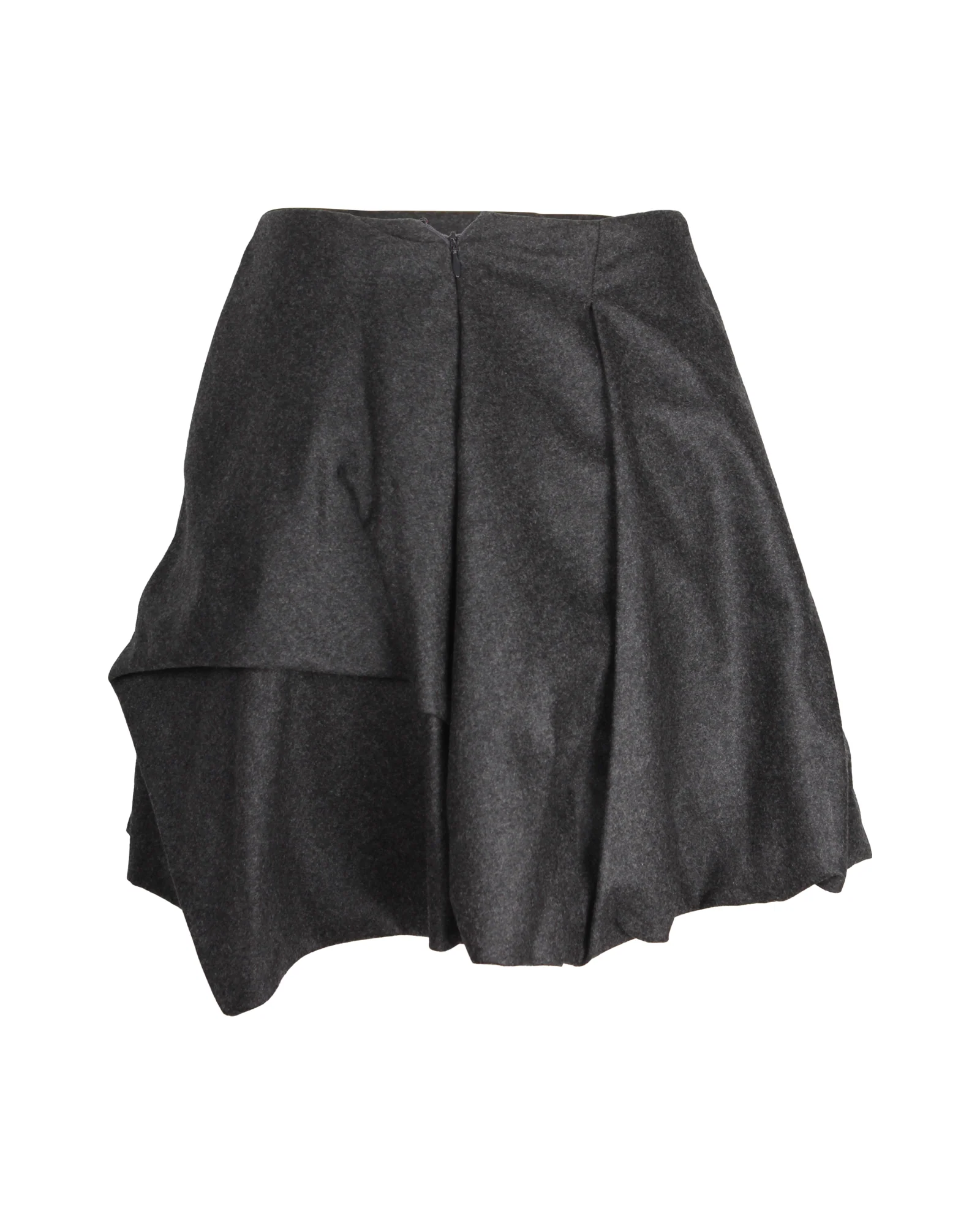 Women's Alexander McQueen Draped Mini Skirt in Gray Wool - Image 3