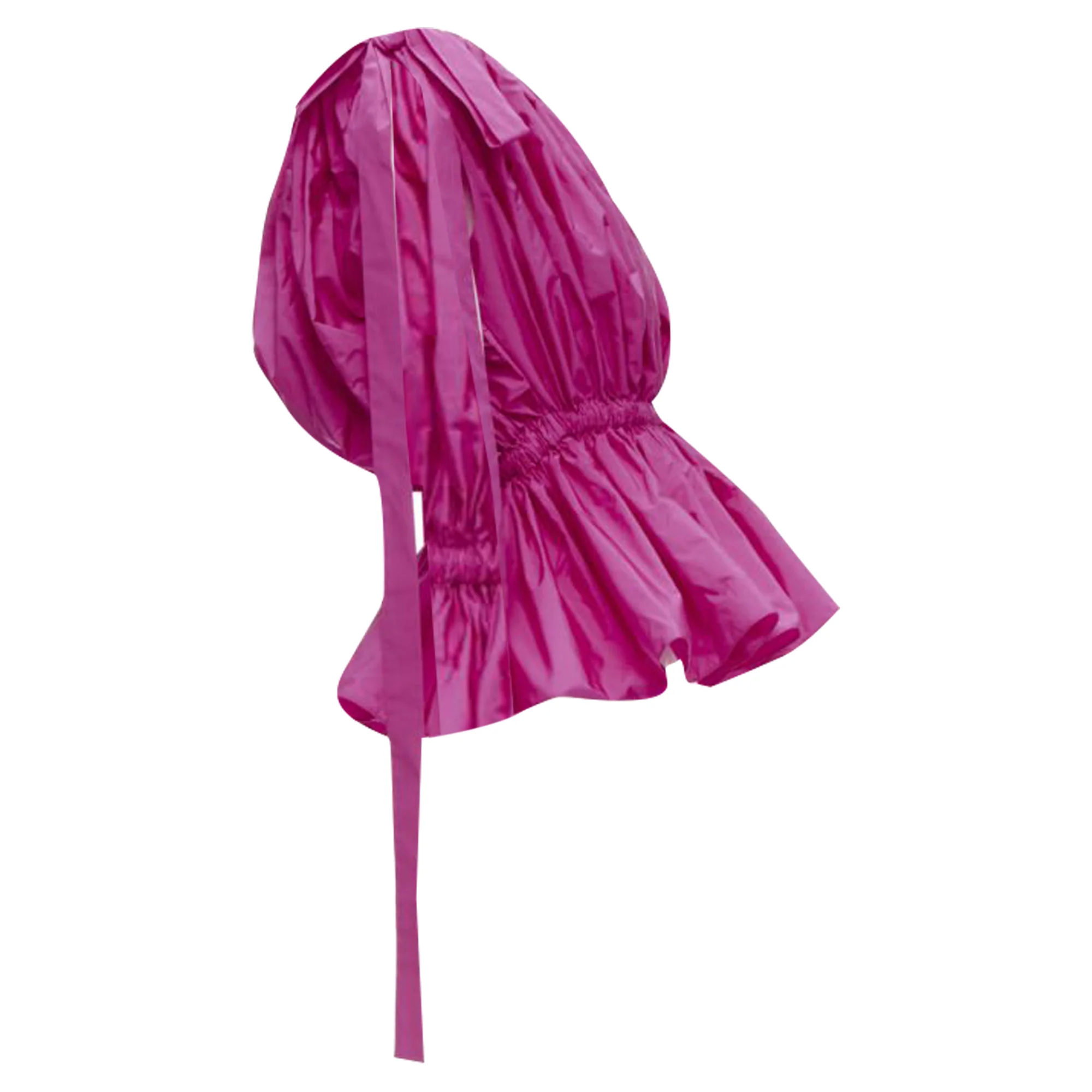 Women's Alexander McQueen fchia crinkled bow tie shoulder peplum top - Image 4
