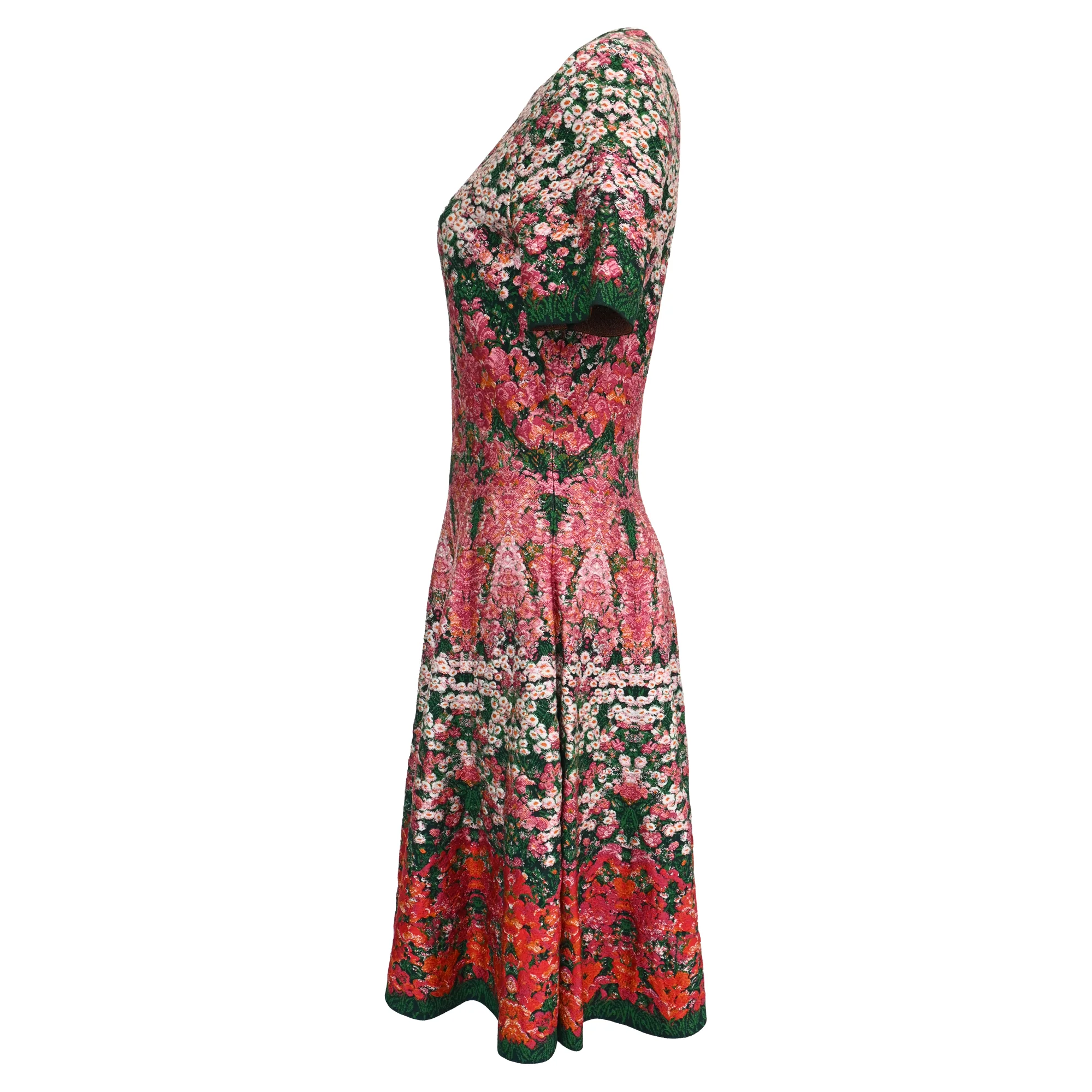 Women's Alexander Mcqueen  Floral-Intarsia Mini Dress in Multicolor Silk - Image 2