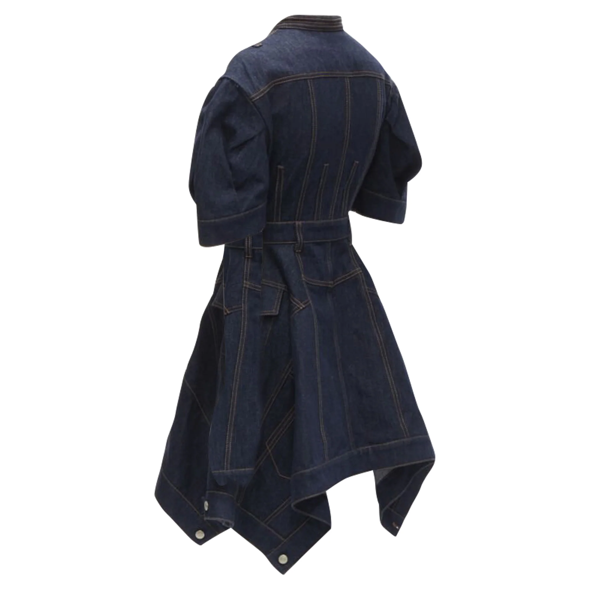 Women's Alexander McQueen indigo denim corset rounded sleeve dress - Image 6