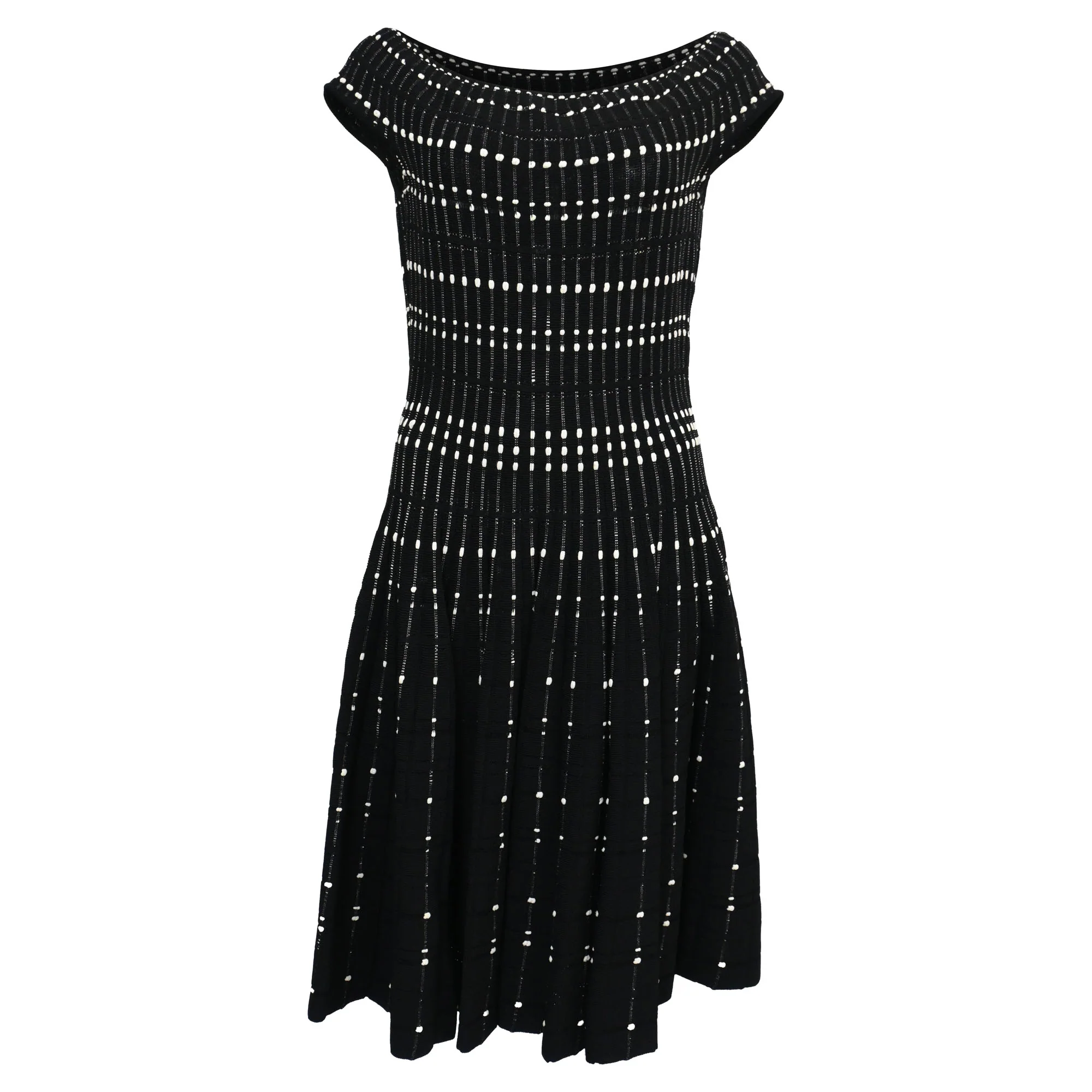 Women's Alexander Mcqueen Knitted Off-Shoulder Mini Dress in Black Viscose