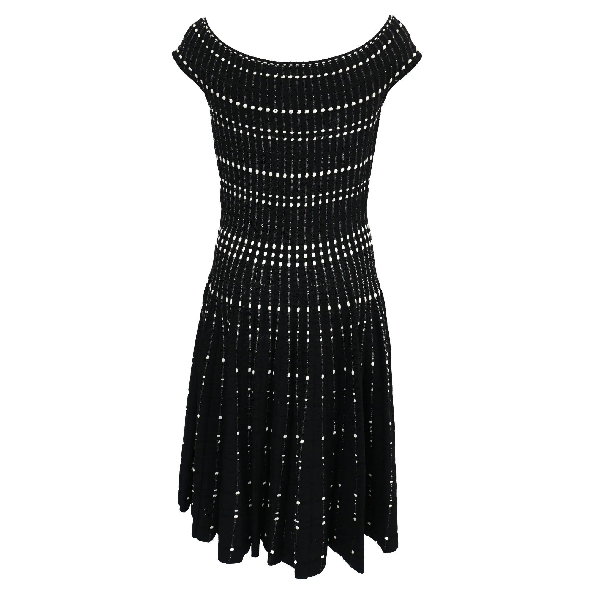 Women's Alexander Mcqueen Knitted Off-Shoulder Mini Dress in Black Viscose - Image 3