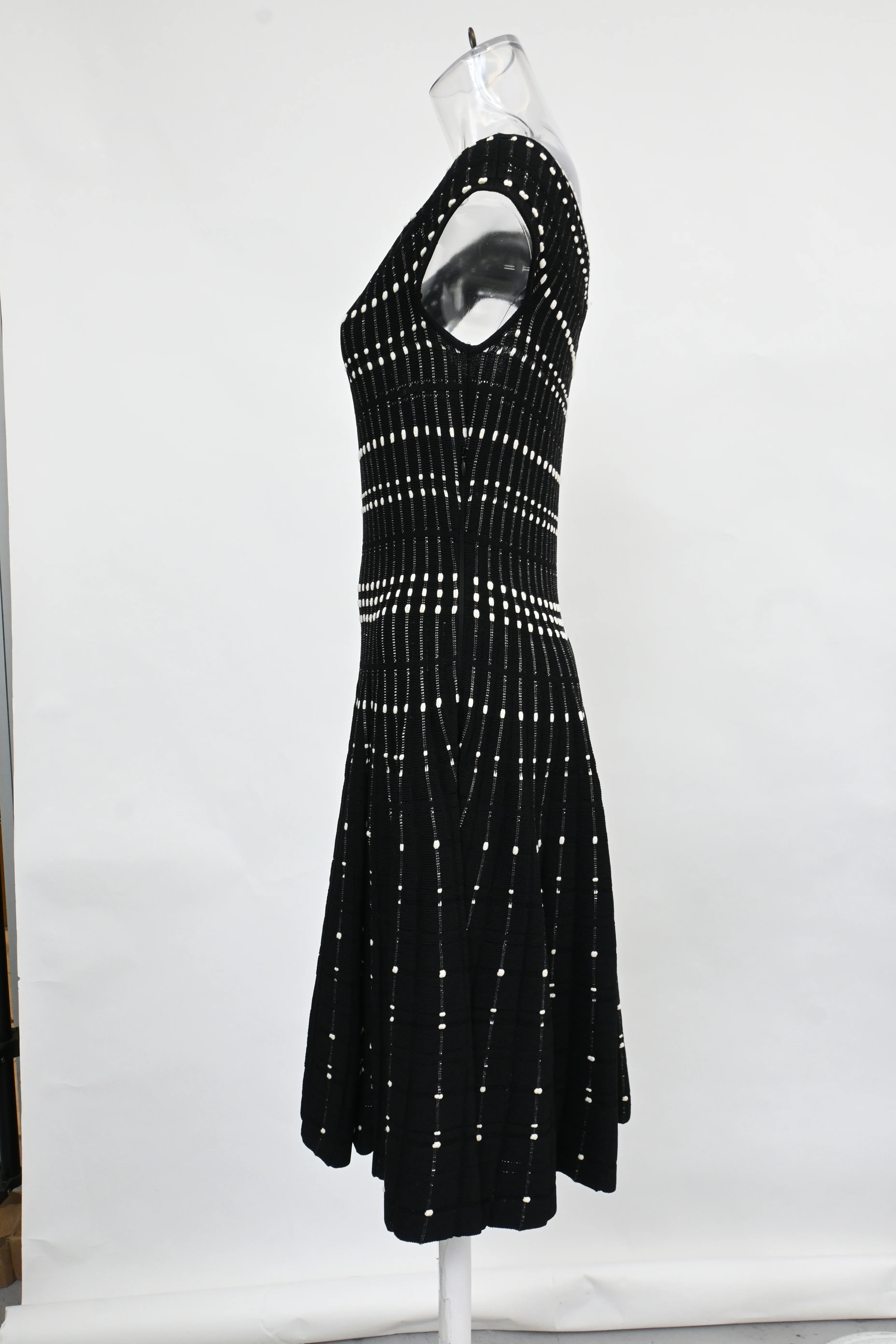 Women's Alexander Mcqueen Knitted Off-Shoulder Mini Dress in Black Viscose - Image 8