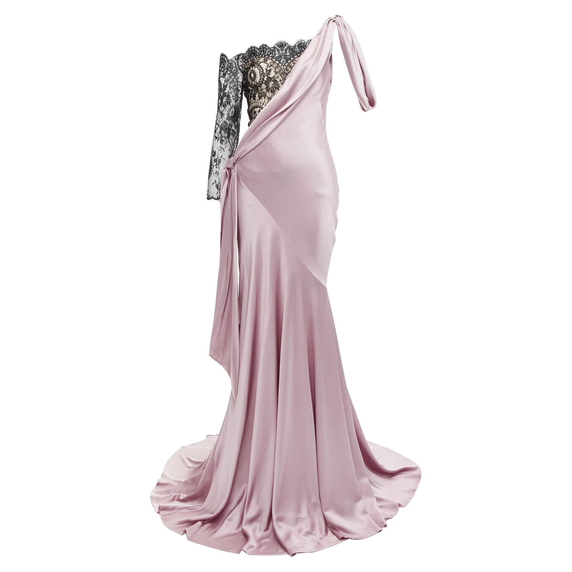 Women's Alexander McQueen lace one shoulder bias gown dress