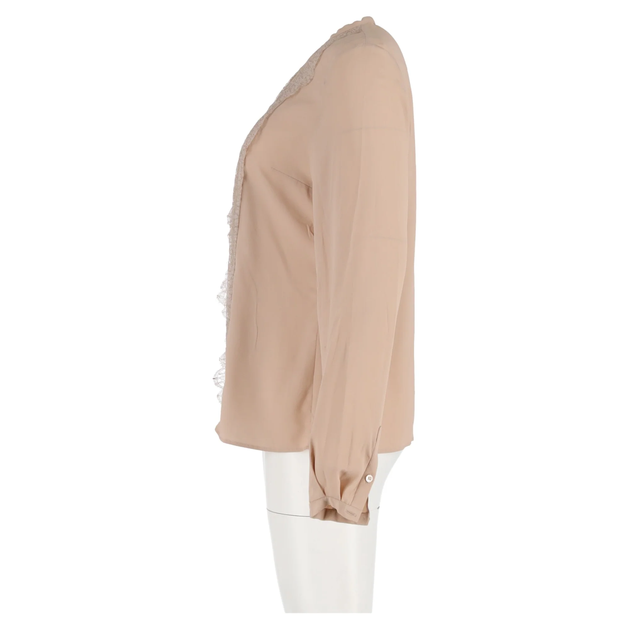 Women's Alexander McQueen Lace Trimmed Blouse in Beige Polyester - Image 5