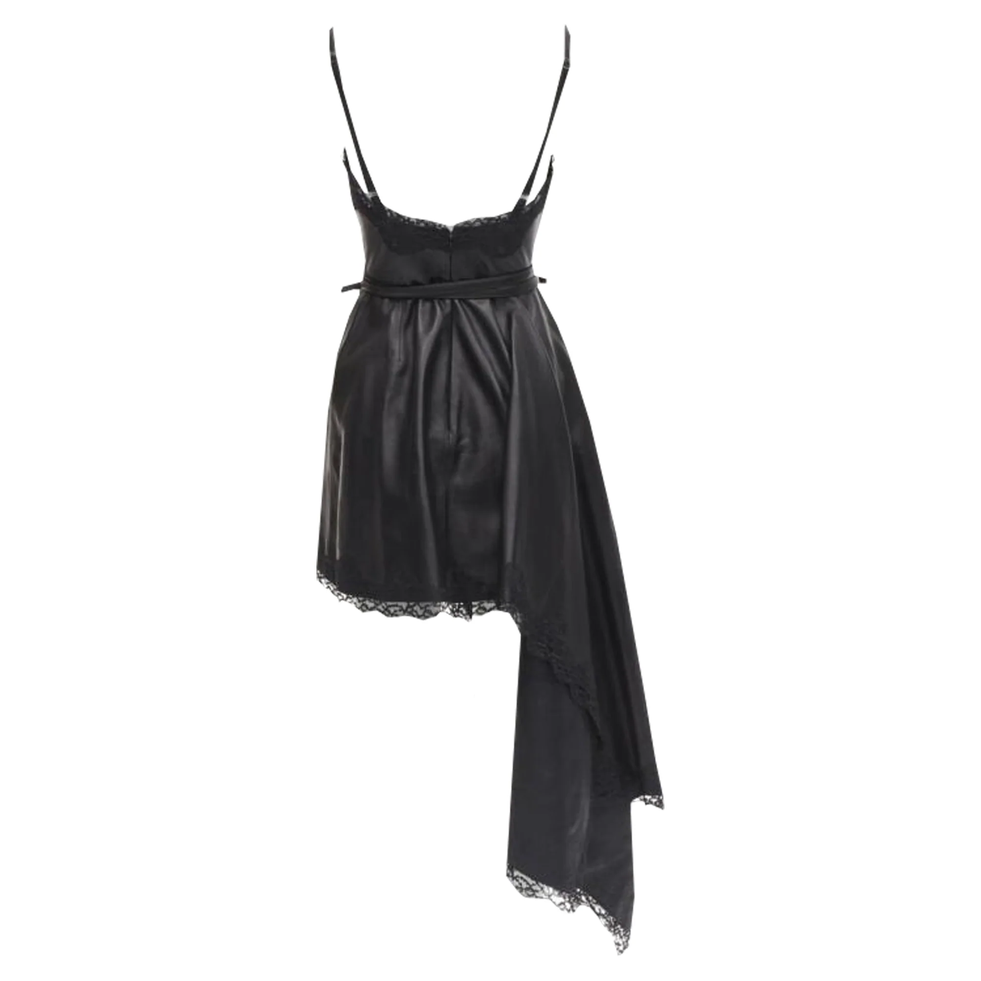 Women's Alexander McQueen leather lace asymmetric draped dress - Image 5