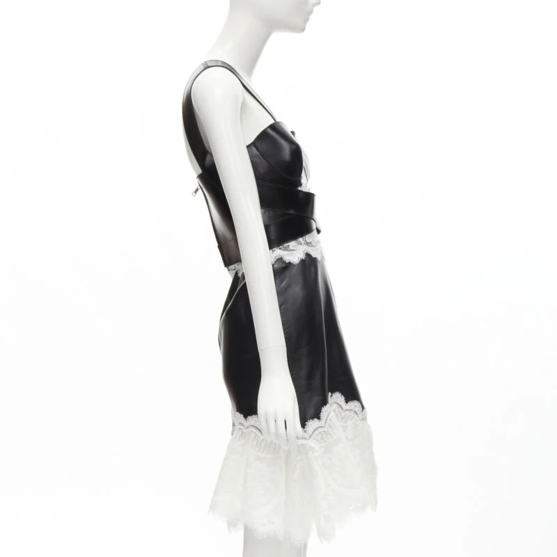 Women's Alexander McQueen leather lace dress - Image 10