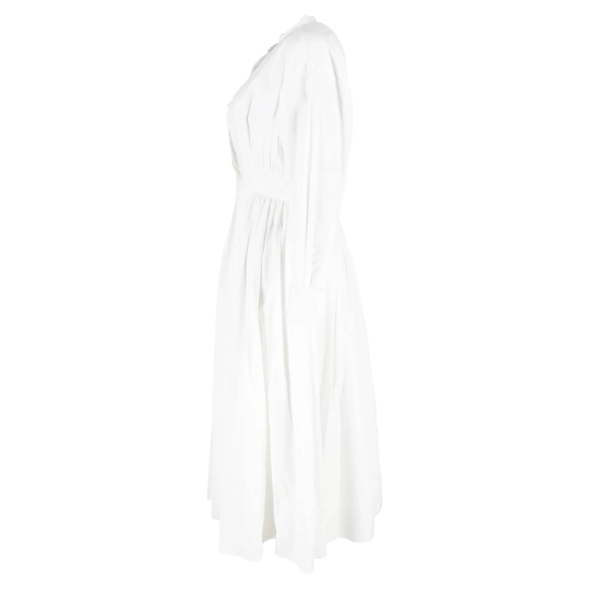 Women's Alexander Mcqueen Midi Button-Up Long Sleeve Shirt Dress in White Cotton - Image 2