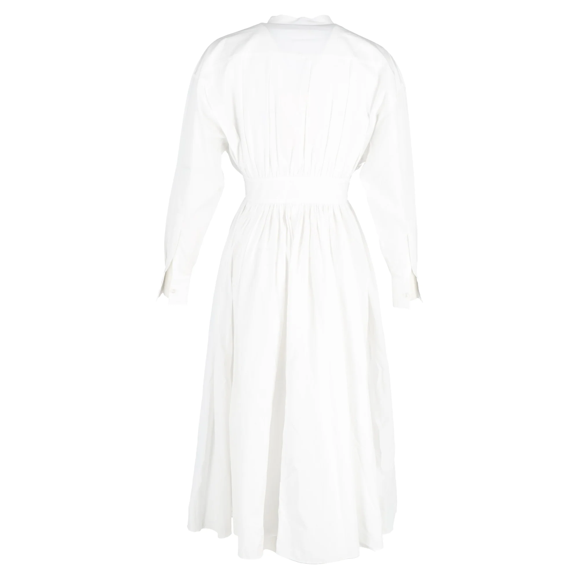Women's Alexander Mcqueen Midi Button-Up Long Sleeve Shirt Dress in White Cotton - Image 3