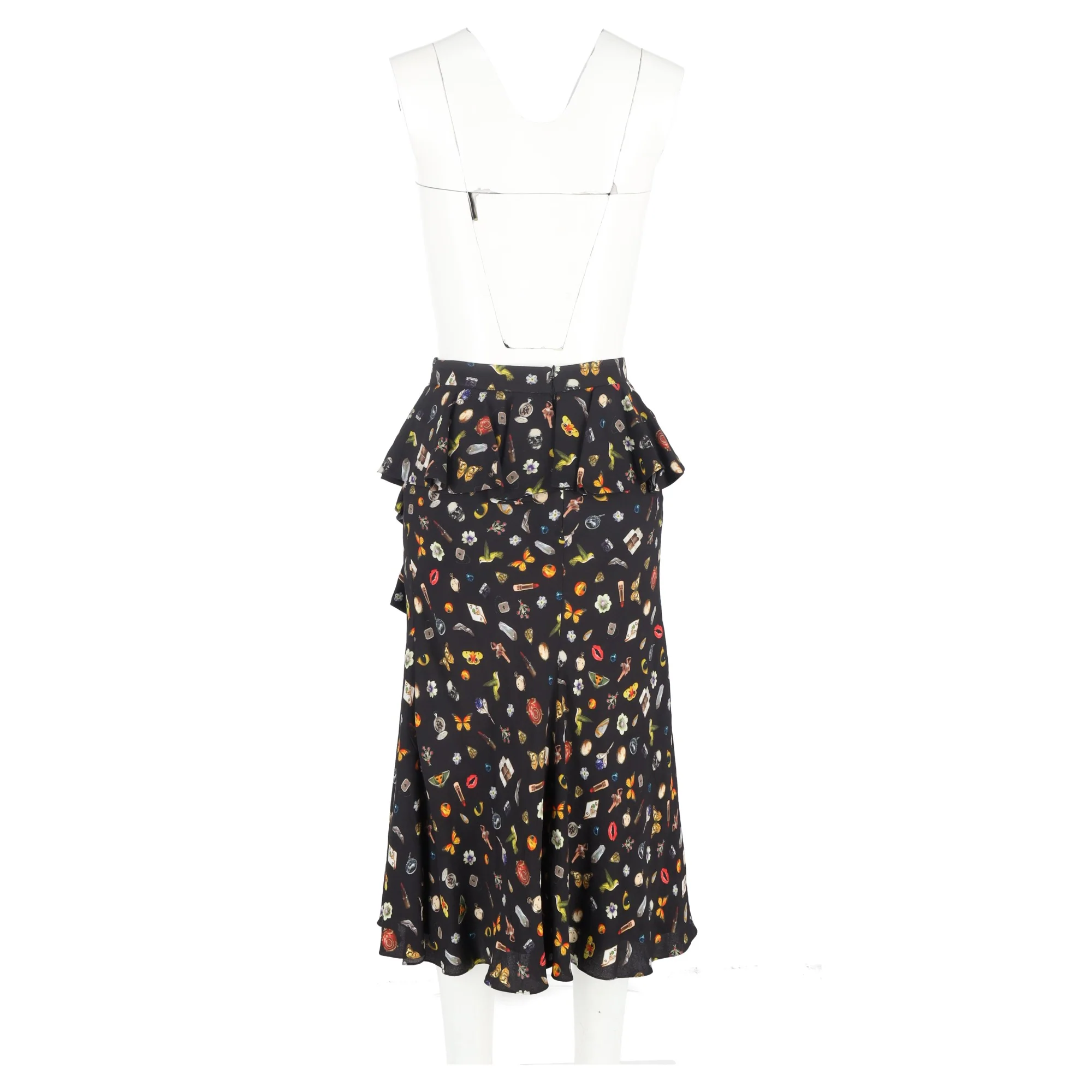 Women's Alexander Mcqueen Printed Ruffle Midi Skirt in Multicolor Viscose - Image 6