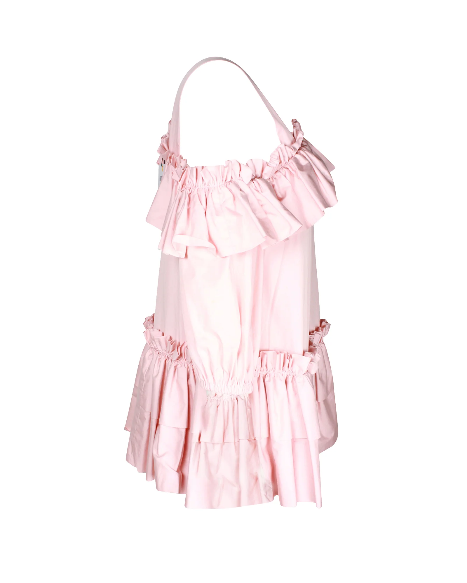 Women's Alexander McQueen Ruffled Asymmetric Top in Pink Cotton - Image 2