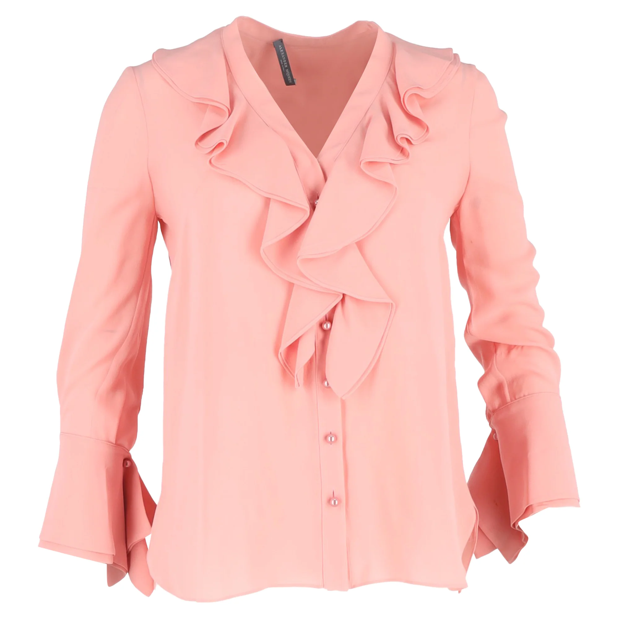 Women's Alexander McQueen Ruffled Shirt in Pink Polyester