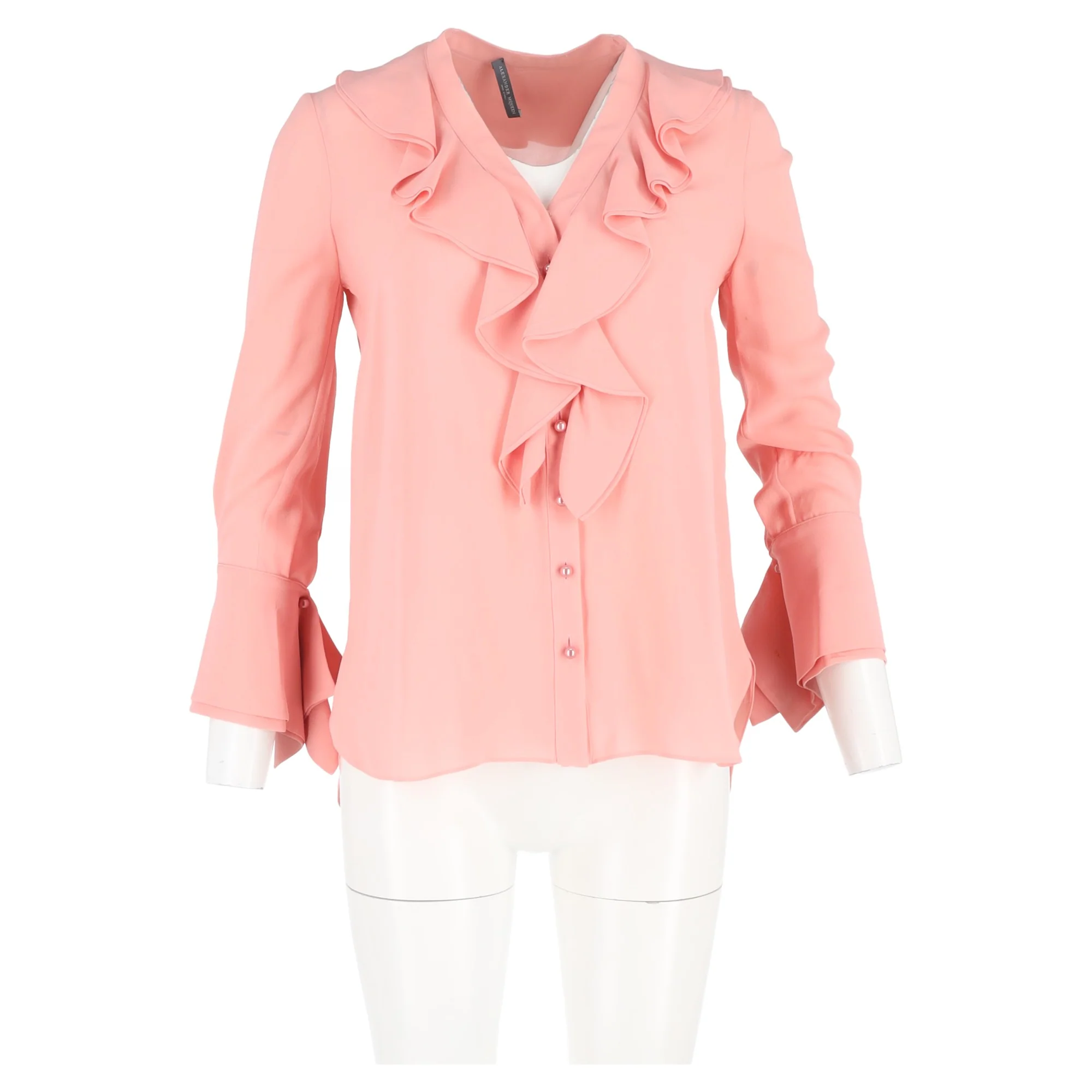 Women's Alexander McQueen Ruffled Shirt in Pink Polyester - Image 4