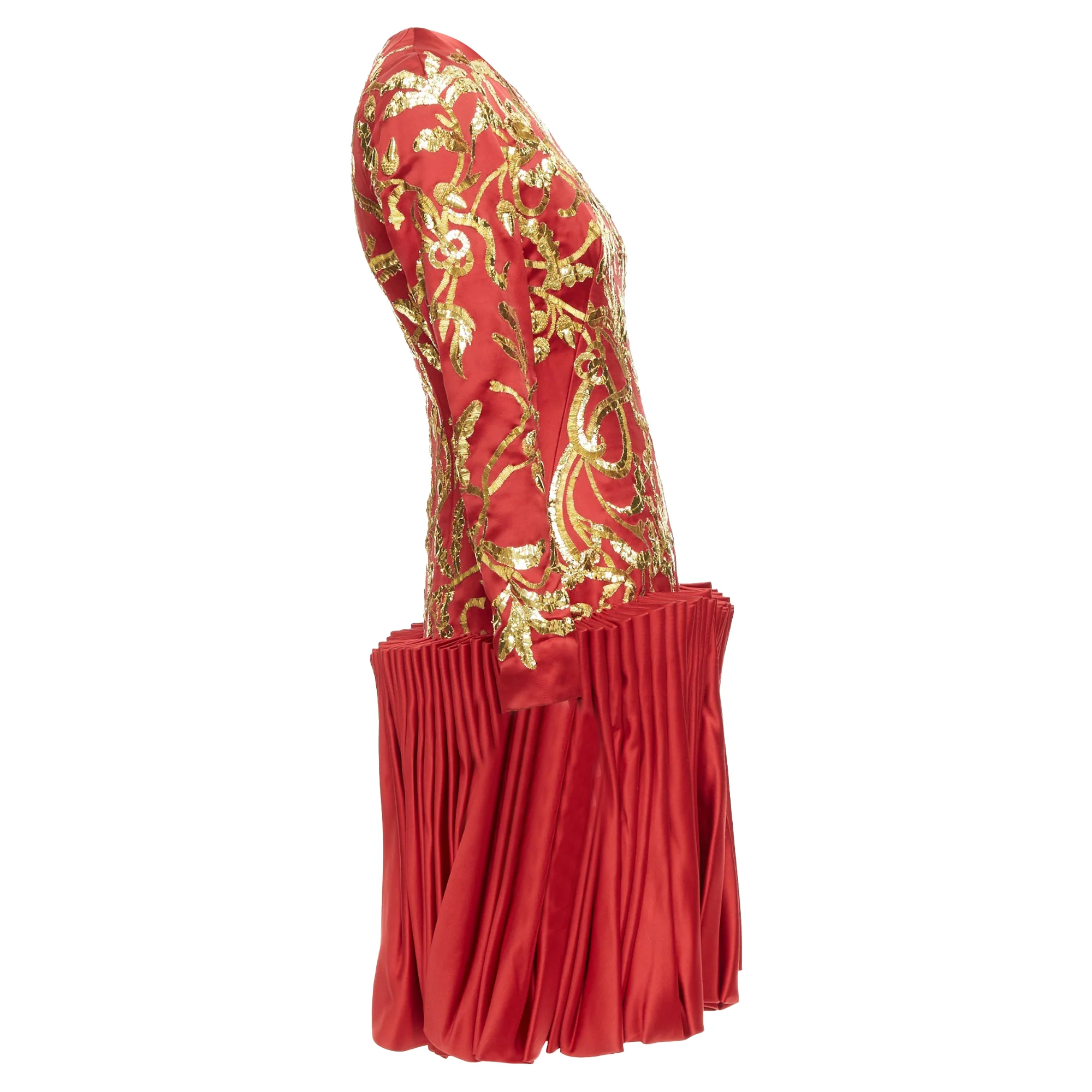 Women's Alexander McQueen Runway Angels Demons Red g sequin pleat dress - Image 3