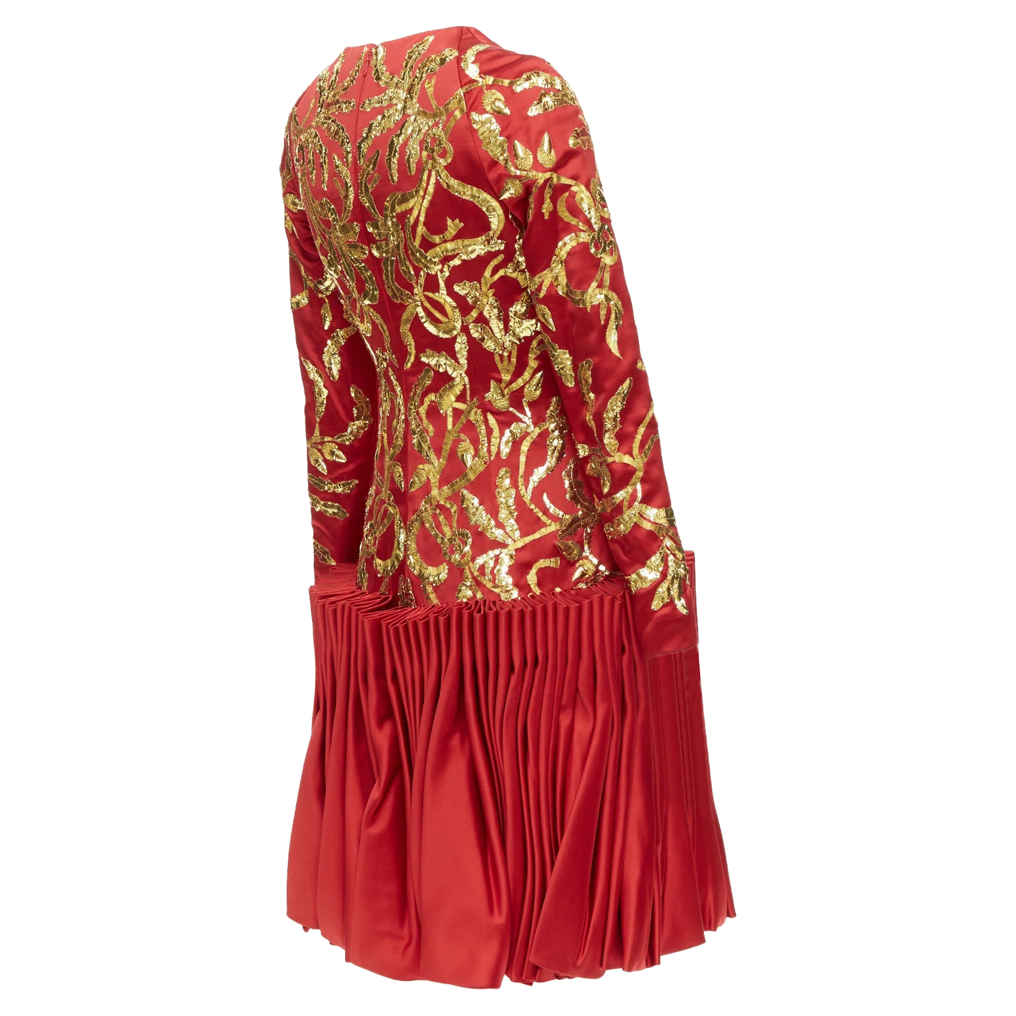 Women's Alexander McQueen Runway Angels Demons Red g sequin pleat dress - Image 4