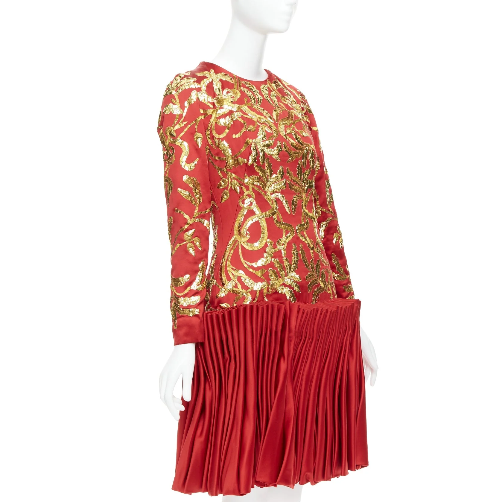 Women's Alexander McQueen Runway Angels Demons Red g sequin pleat dress - Image 8