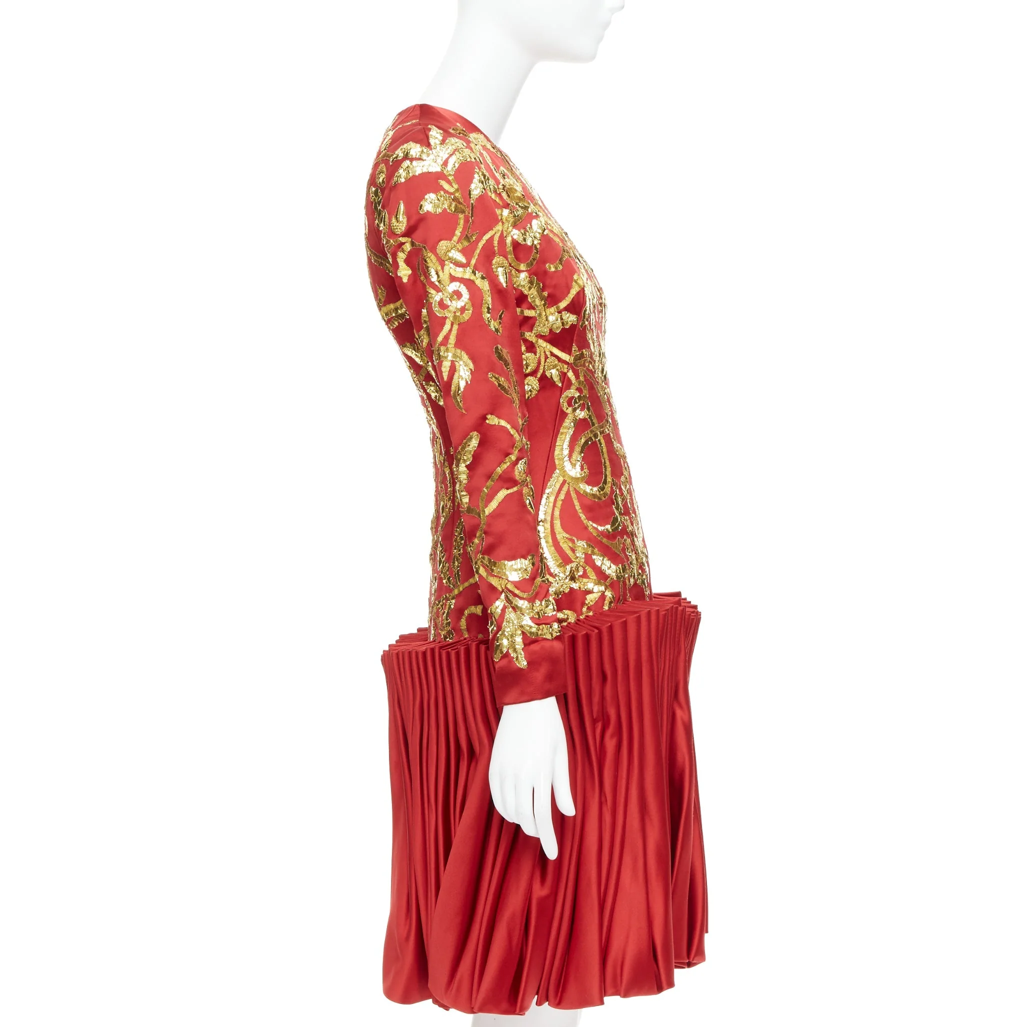 Women's Alexander McQueen Runway Angels Demons Red g sequin pleat dress - Image 9