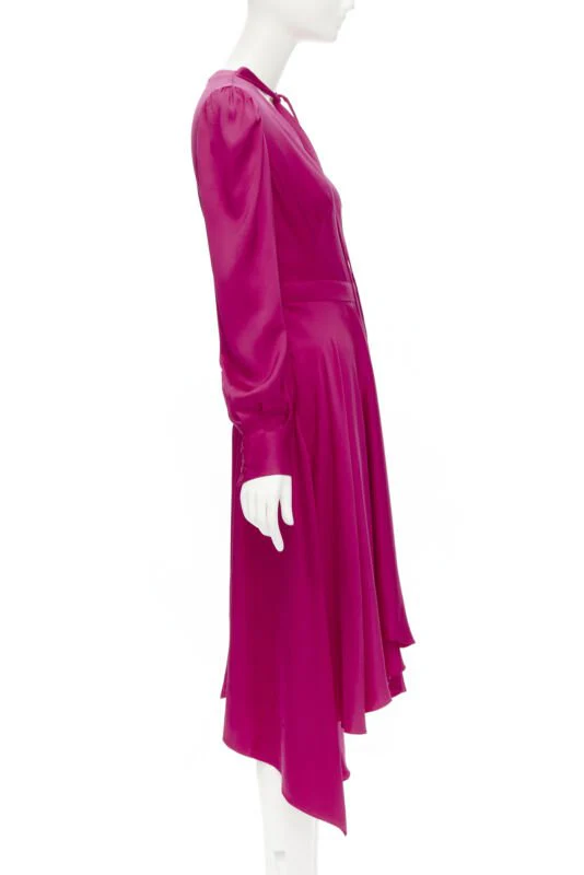 Women's Alexander McQueen silk puff sleeves psy bow draped skirt dress - Image 10