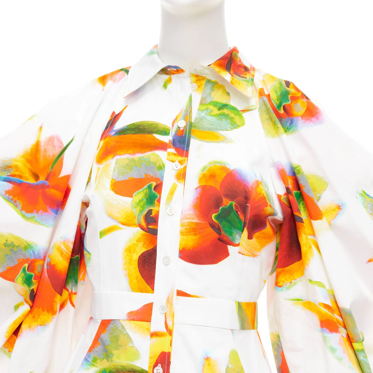 Women's Alexander McQueen Solarised Orchid floral slash shoulder dress - Image 8