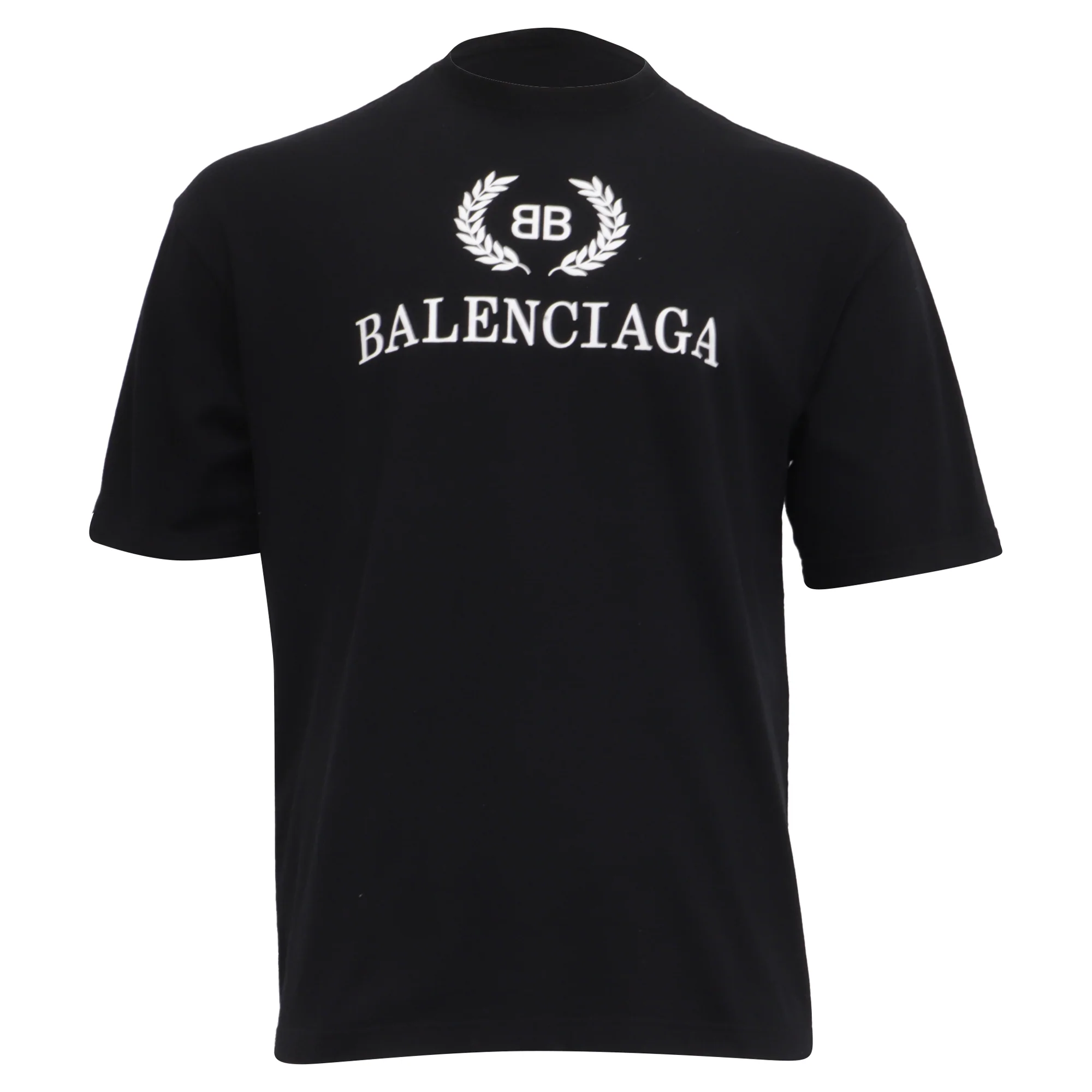 Men's Balenciaga BB Logo-Print T-Shirt in Black Cotton