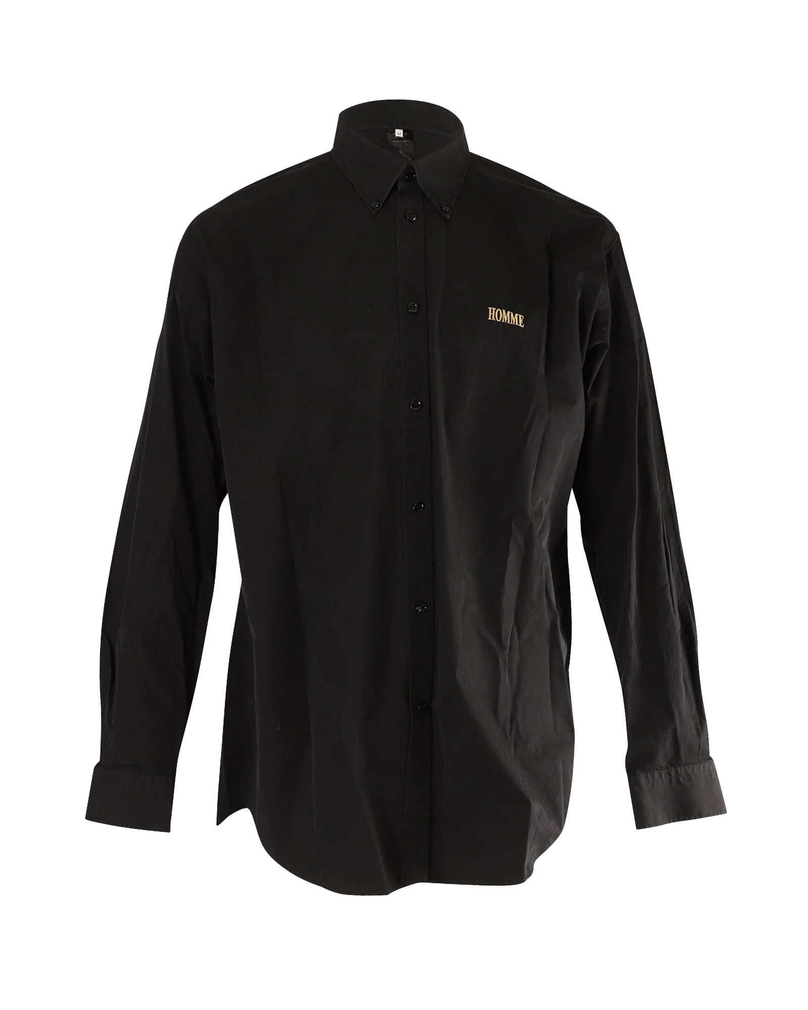 Men's Balenciaga 'Homme' Buttondown Shirt in Black Cotton