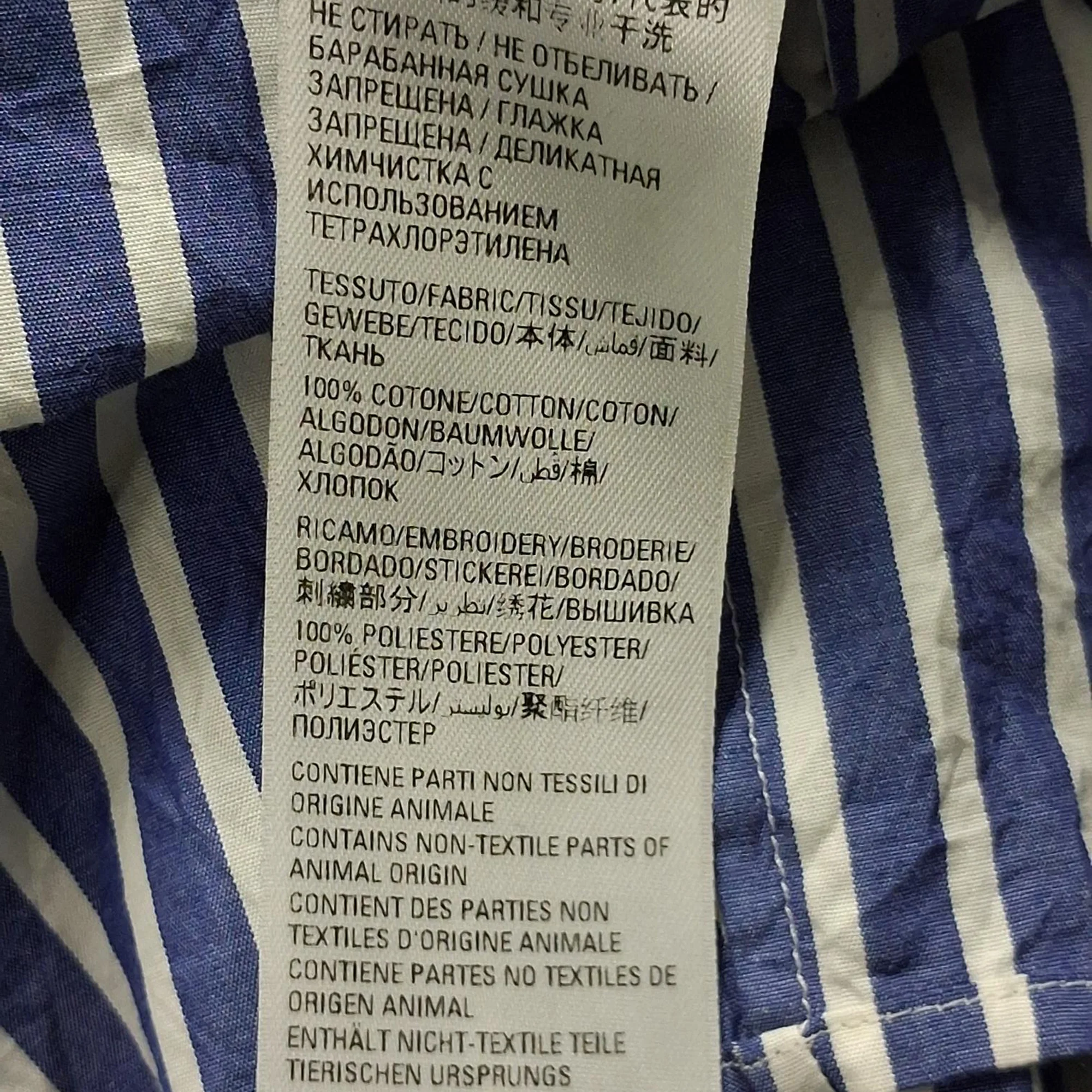 Men's Balenciaga Logo-Embroidered Striped Button-Down Shirt in Blue Cotton - Image 6