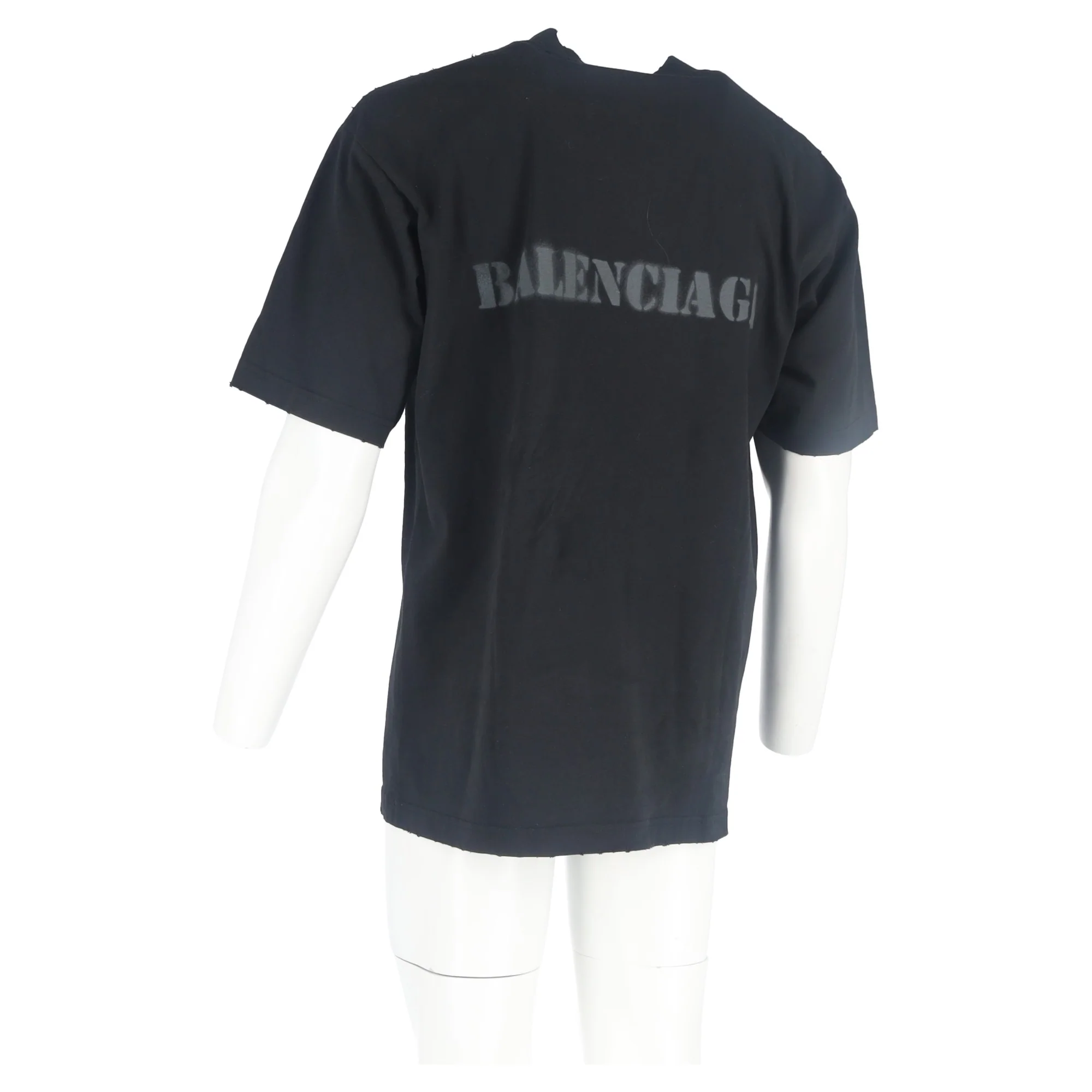 Men's Balenciaga Logo Print Stencil Type T-Shirt in Black Cotton - Image 8