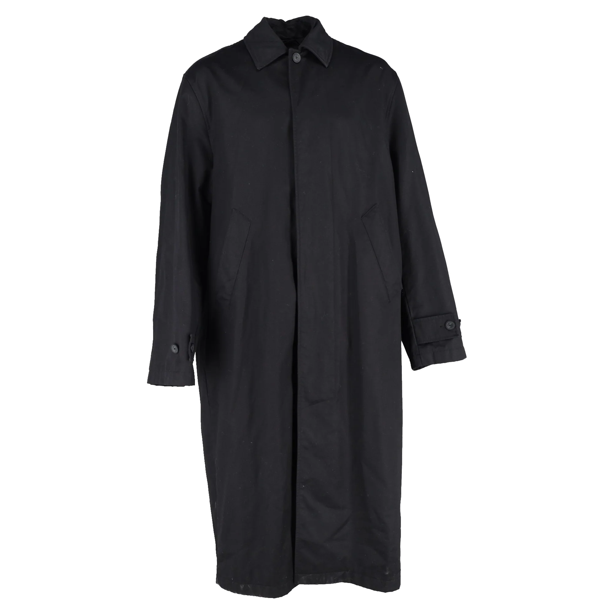 Men's Balenciaga Long Coat in Black Cotton