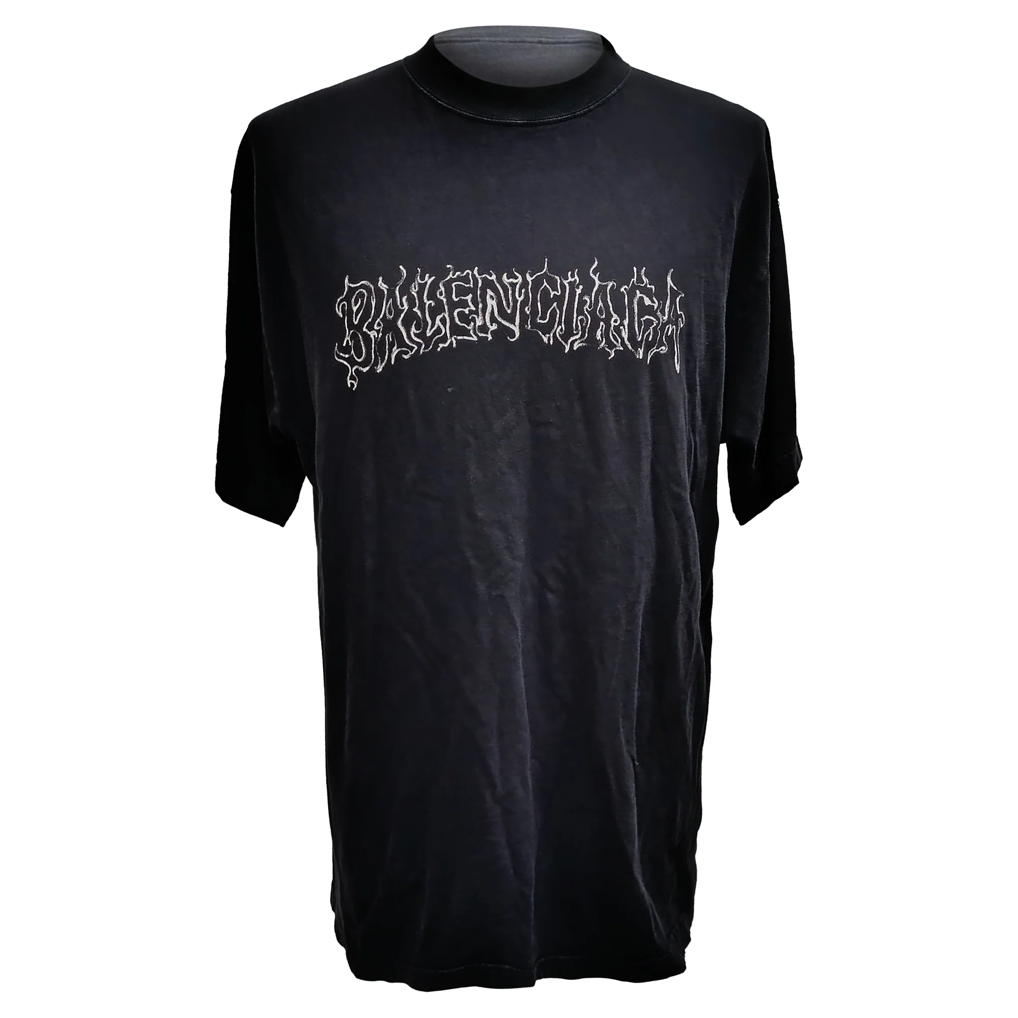 Men's Balenciaga Metal Logo T-shirt in Black Cotton
