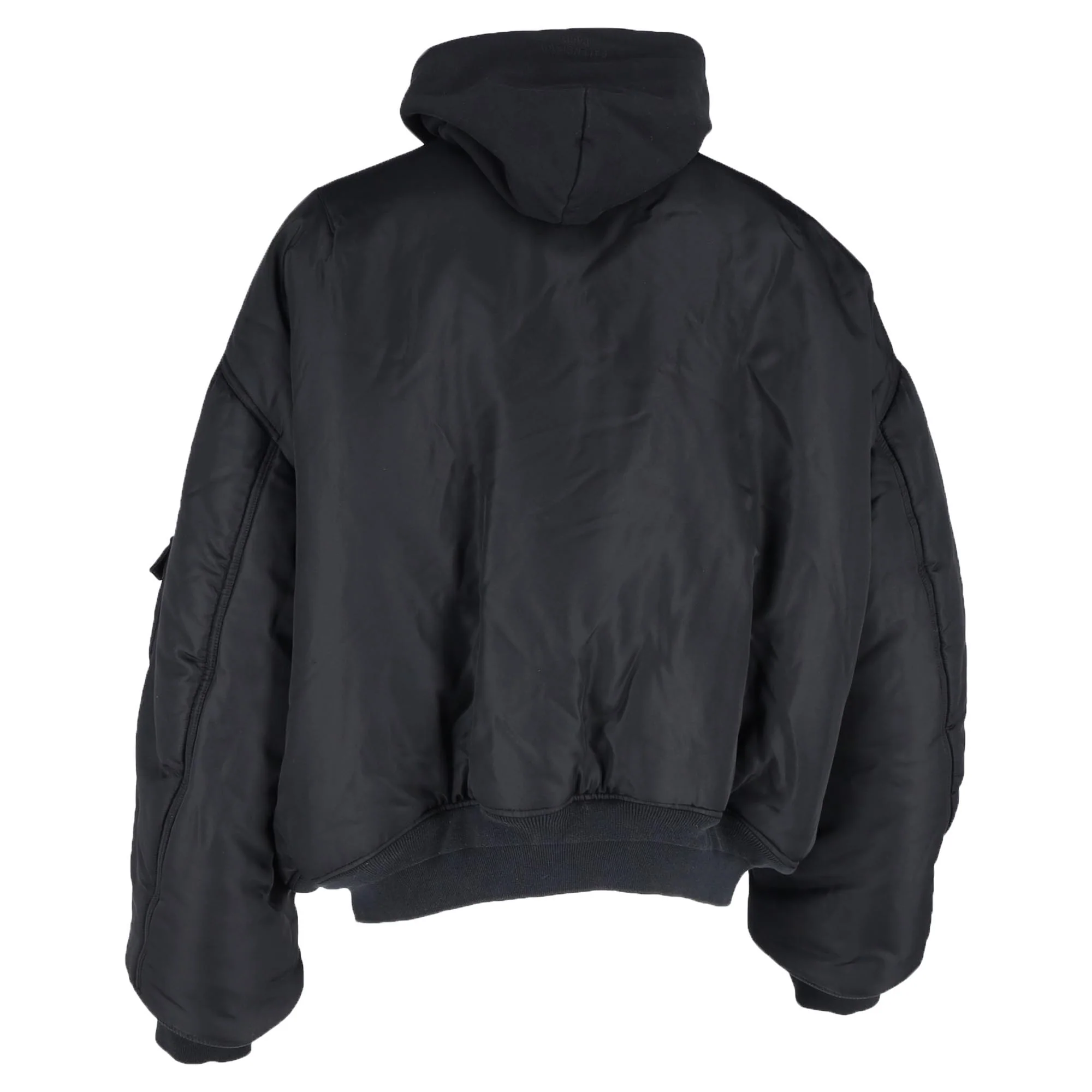 Men's Balenciaga Paris All In Layered Bomber Jacket in Black Polyamide - Image 3