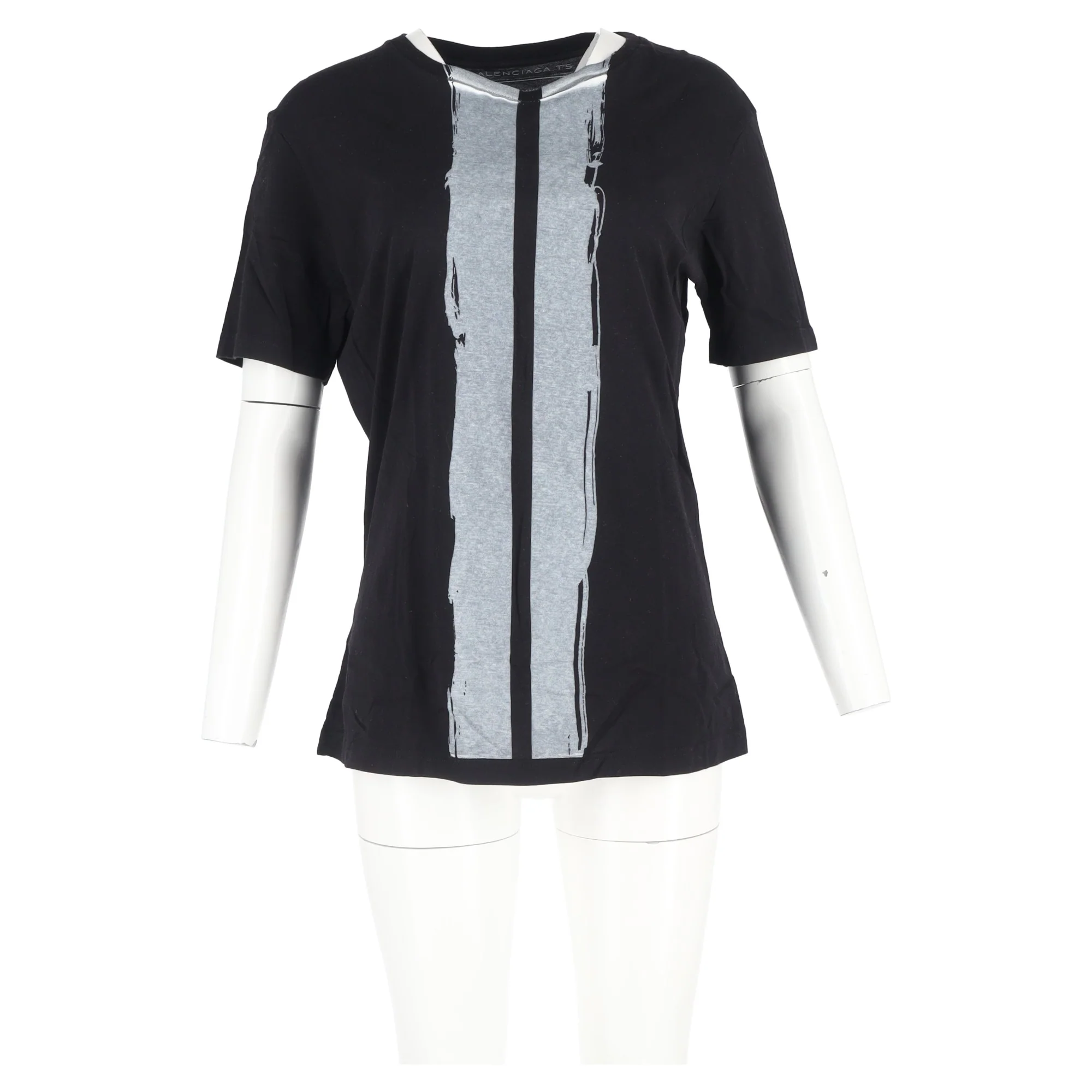 Men's  Balenciaga Printed Crewneck T-Shirt in Black Cotton - Image 5