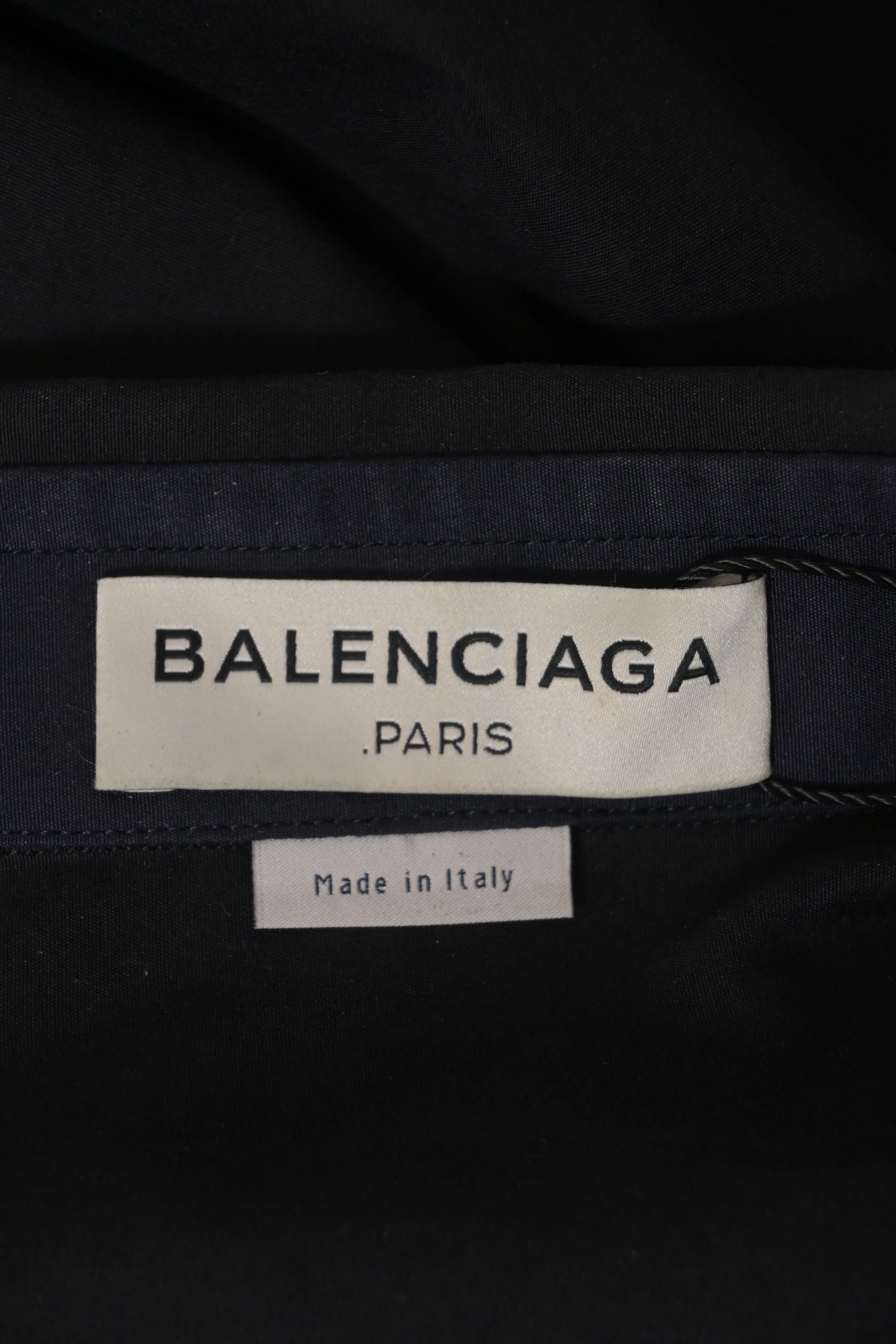Men's Balenciaga Shirt in Navy Blue Cotton - Image 7