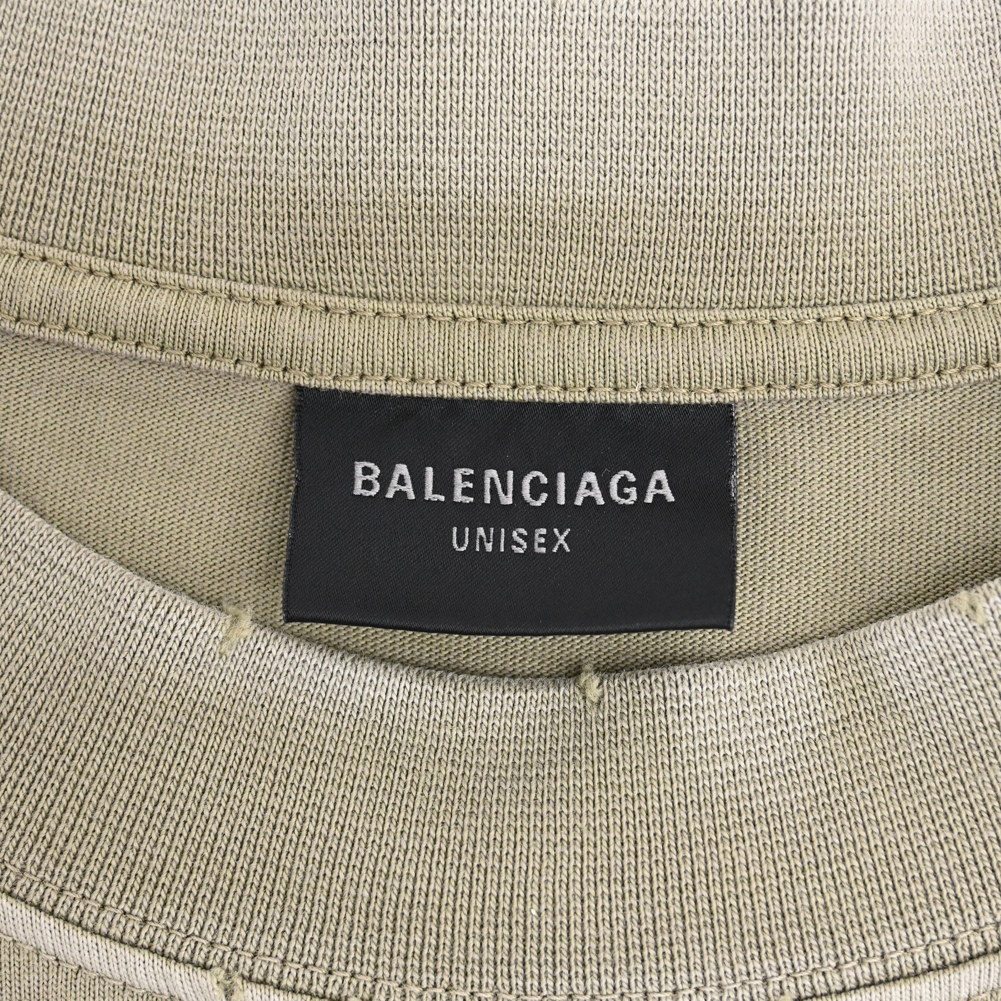 Men's Balenciaga Tape Type T-shirt Medium Fit in Army Green Cotton - Image 4