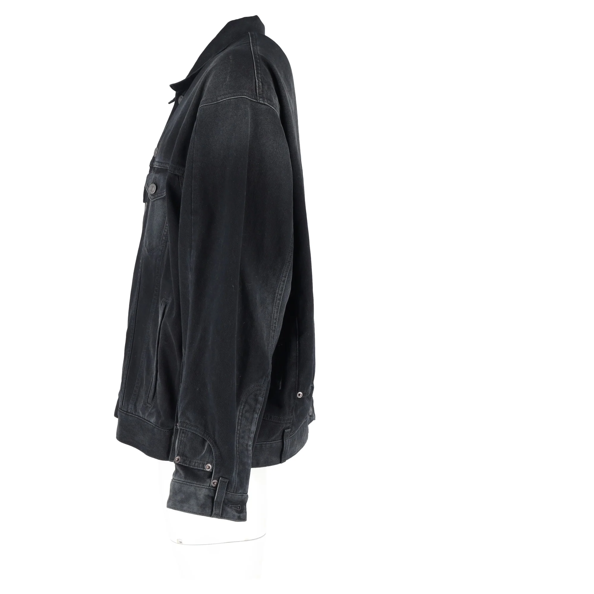 Men's  Balenciaga Washed Deconstructed Denim Jacket in Black Cotton - Image 9