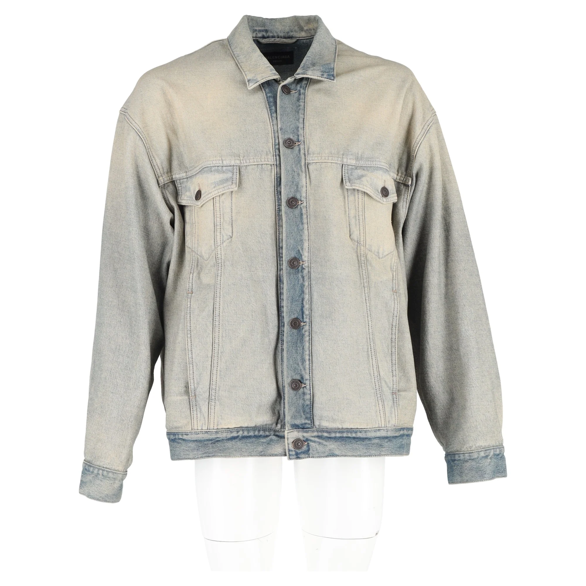 Men's  Balenciaga Washed Denim Jacket in Blue Cotton - Image 8