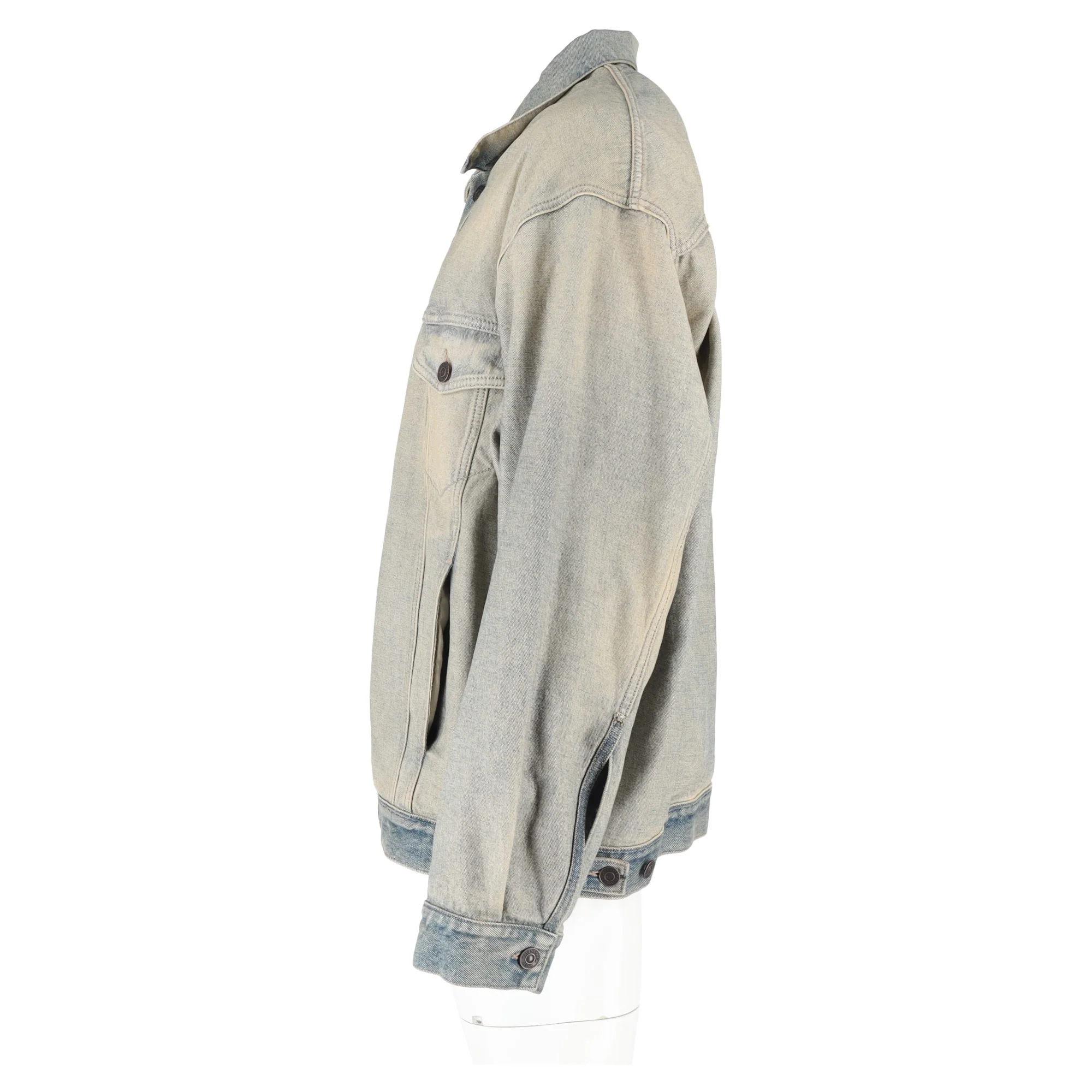 Men's  Balenciaga Washed Denim Jacket in Blue Cotton - Image 9