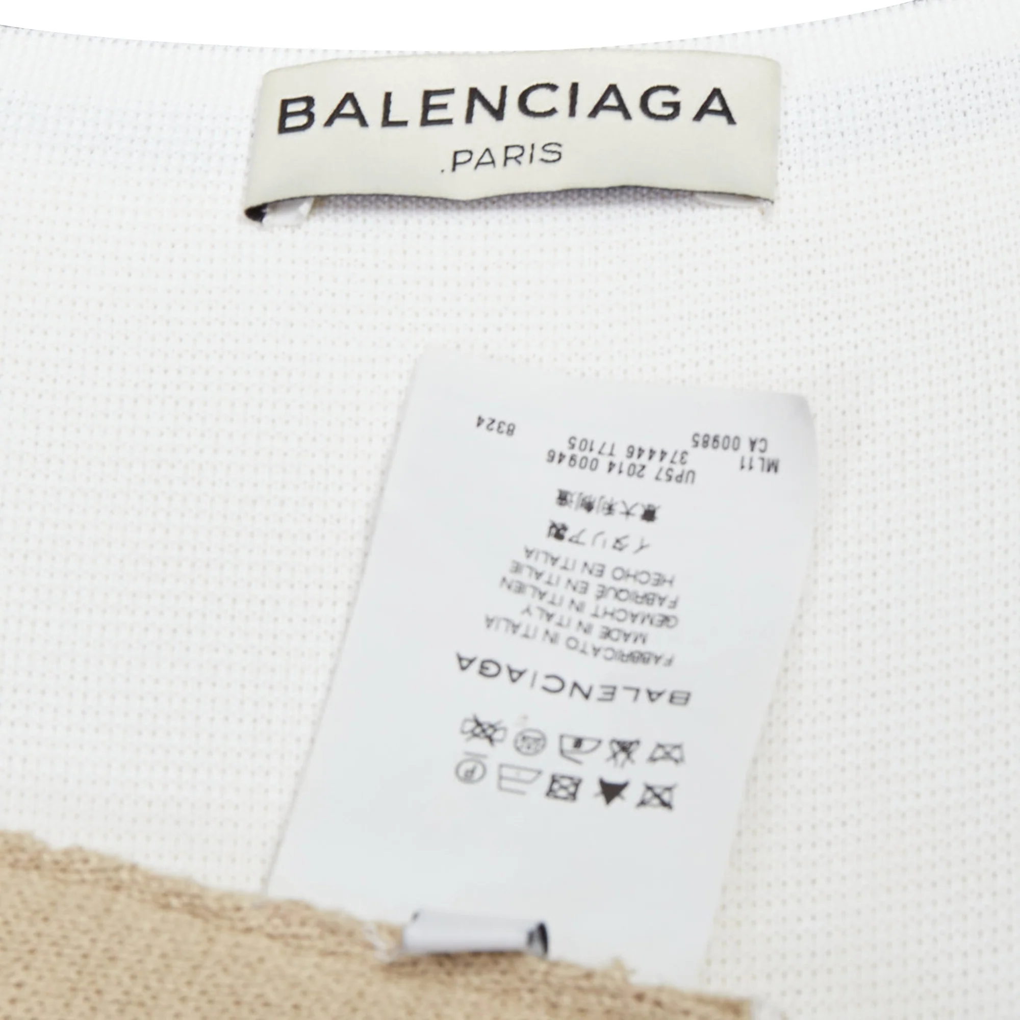Women's BALENCIAGA 2014 cream beige rayon linen blend bicolor bateau neck vest FR36 S - Image 9