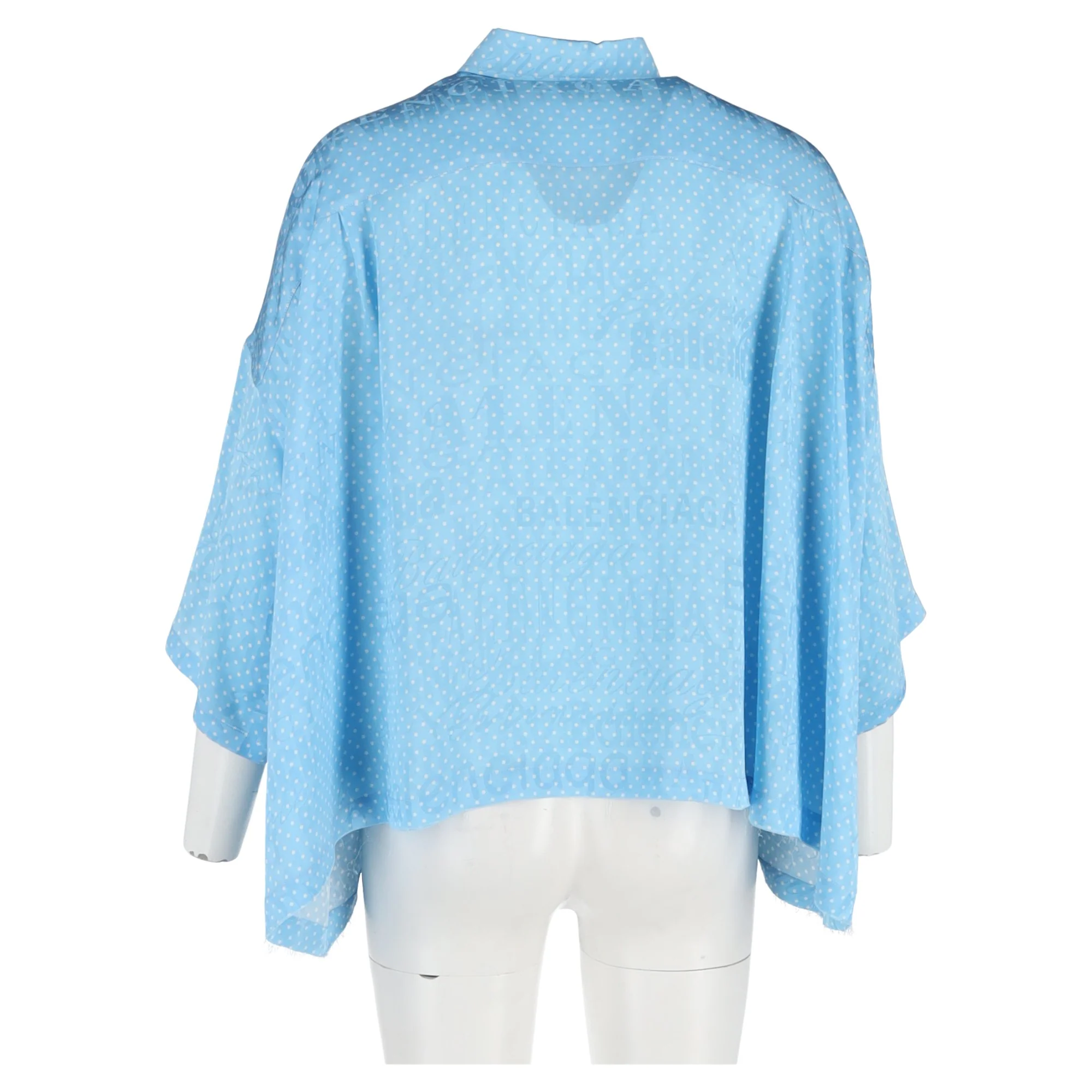 Women's Balenciaga 2019 Tonal Logo Button-Up Blouse in Light Blue Silk - Image 8