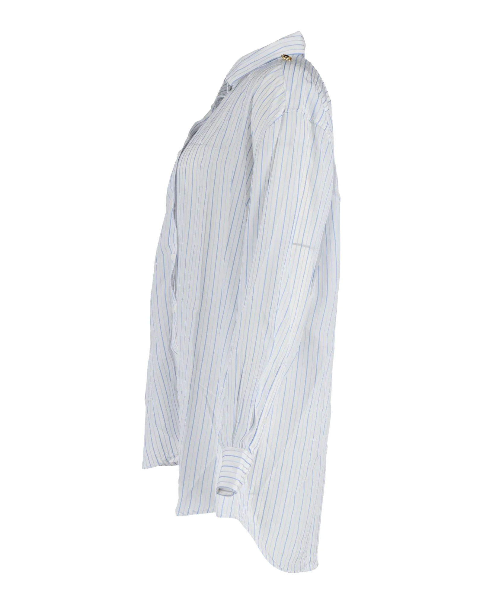 Women's Balenciaga Asymmetric Striped Shirt in White Cotton - Image 2