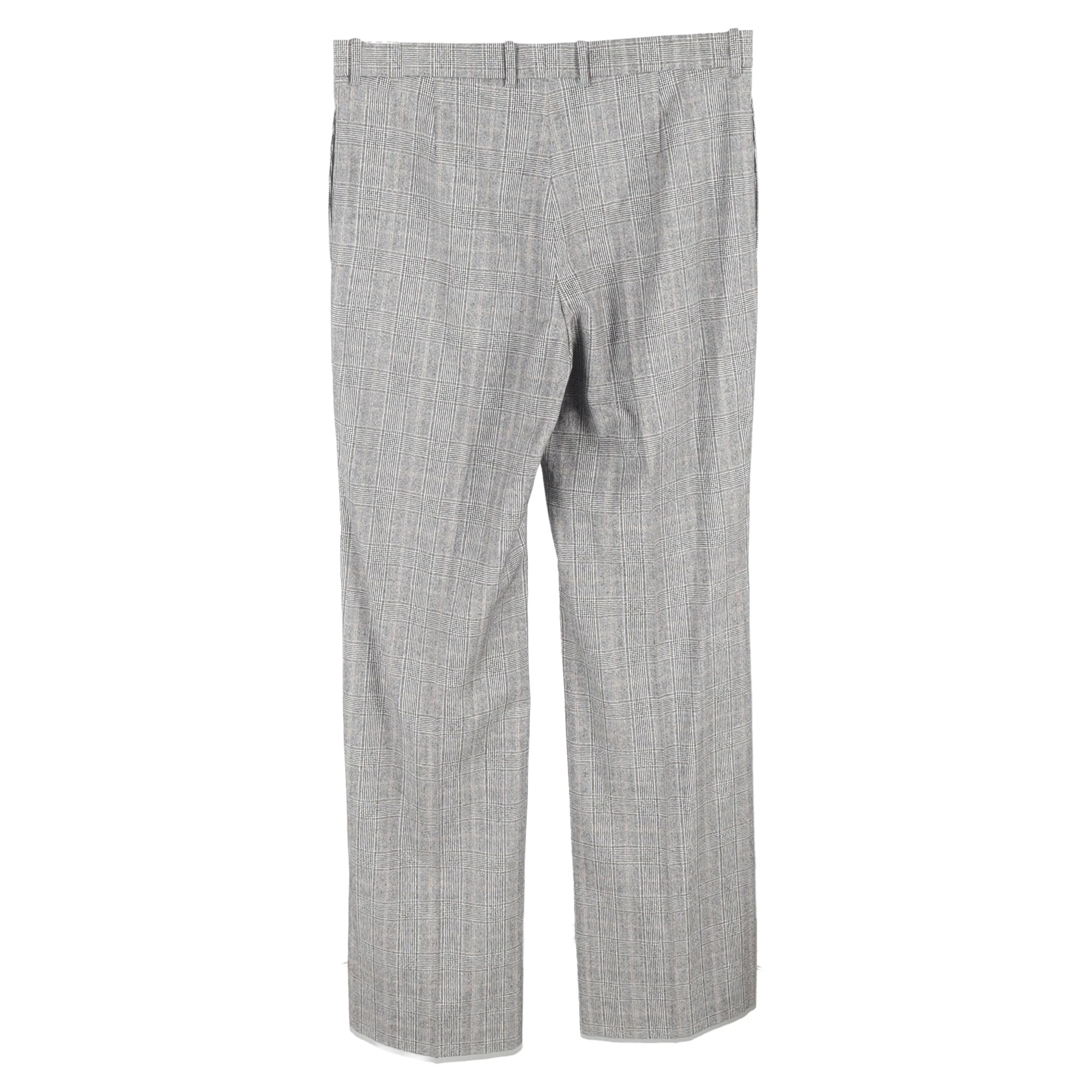 Women's Balenciaga Checked Wide-Leg Trousers in Grey Wool - Image 2