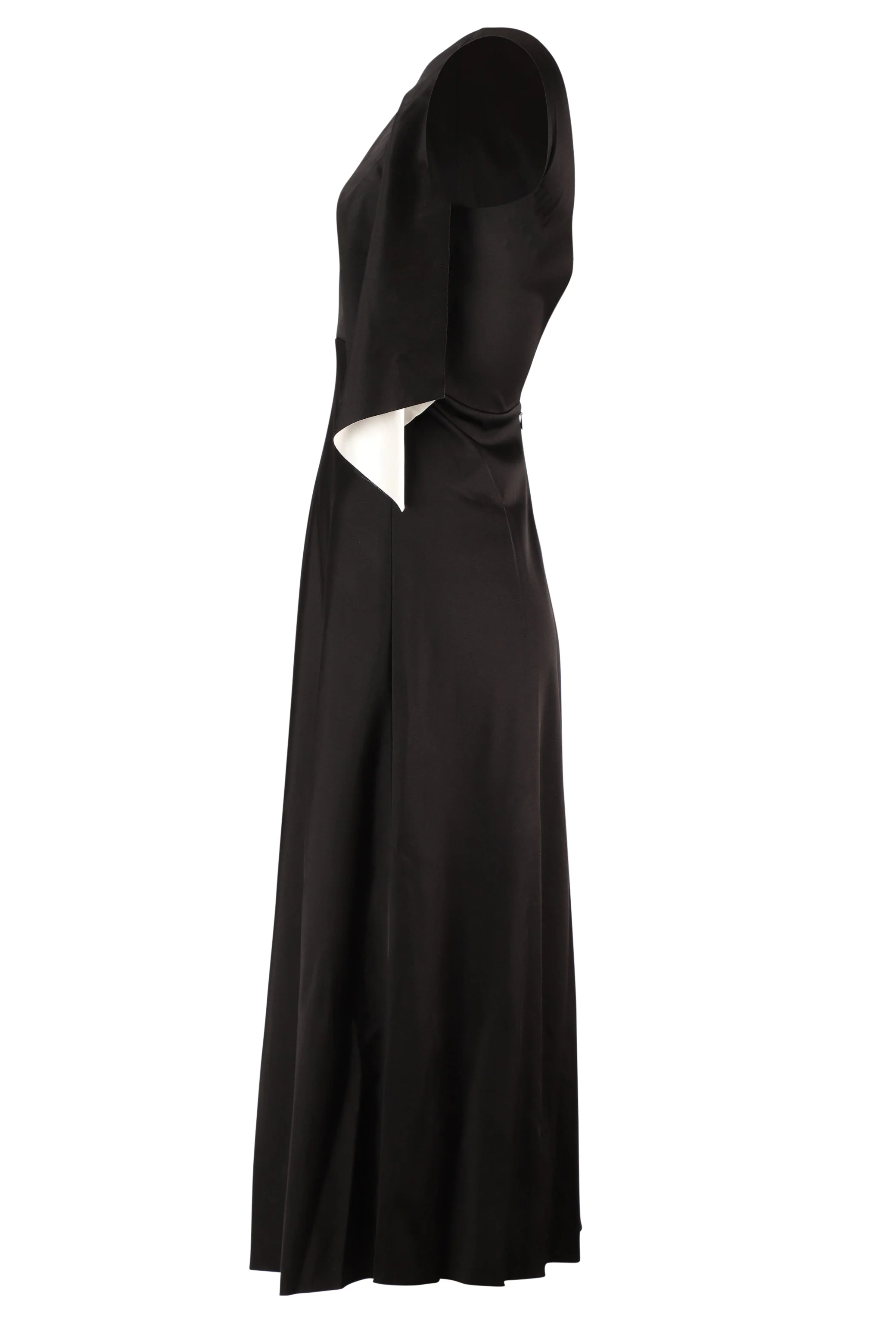 Women's Balenciaga Cold Shoulder Midi Dress in Black Cupro - Image 2