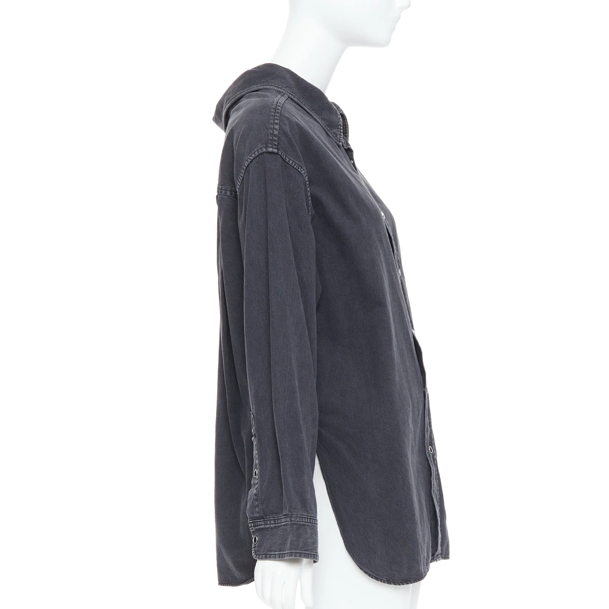 Women's Balenciaga Demna washed denim swing collar oversized shirt - Image 10