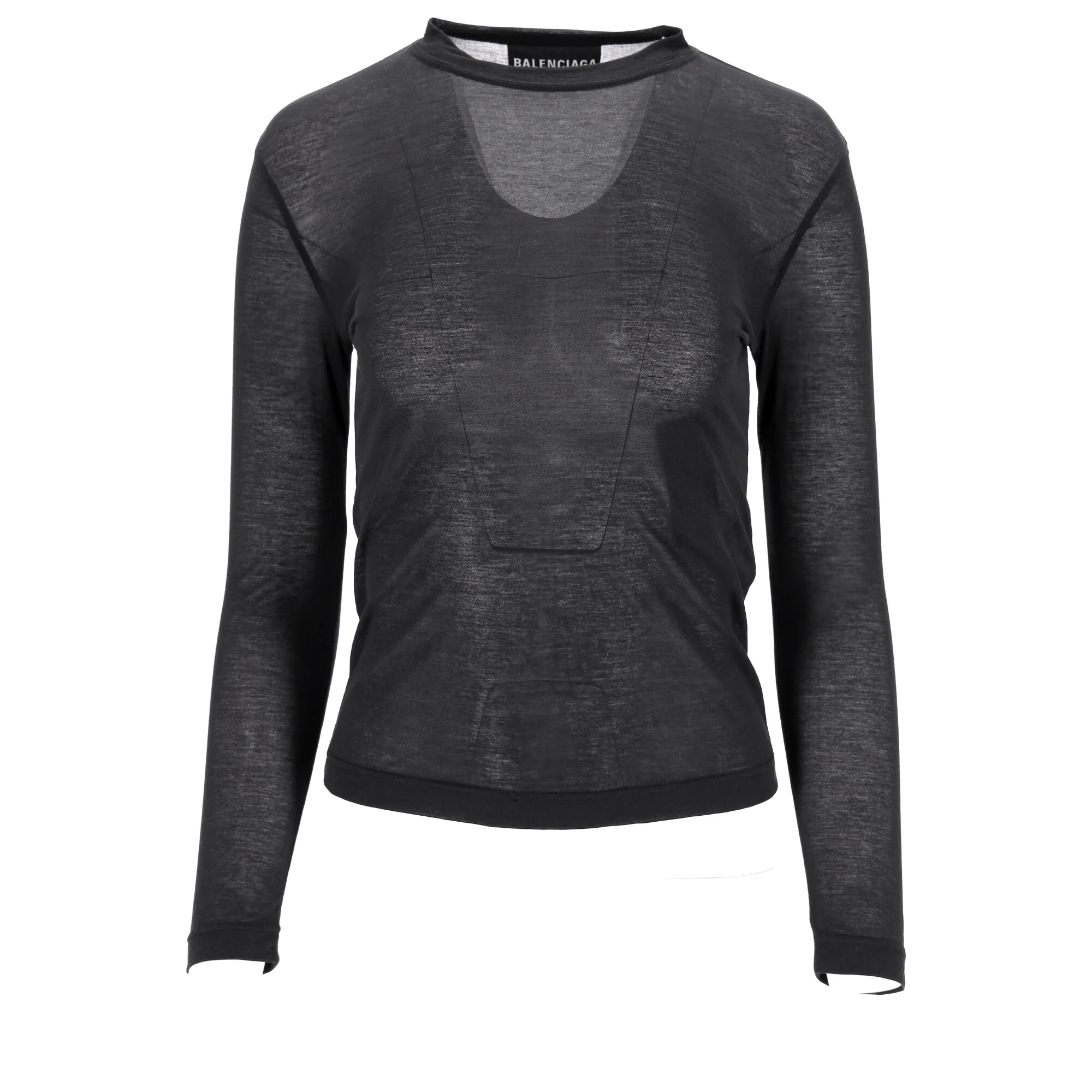 Women's Balenciaga Fitted Crewneck Long Sleeve Top in Grey Cotton - Image 7