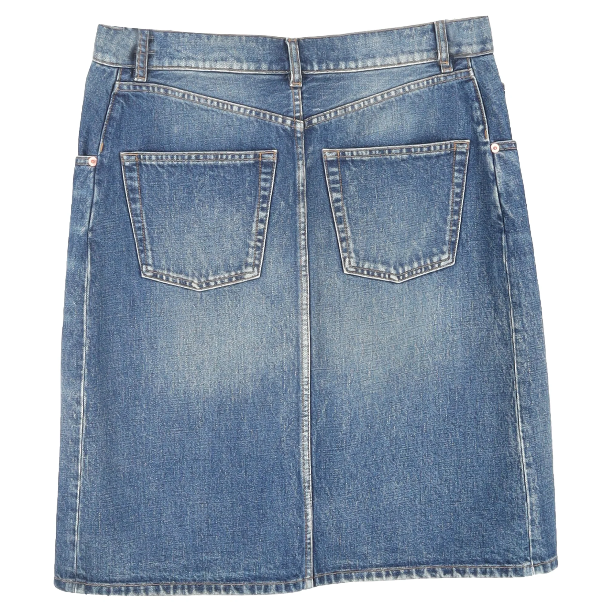 Women's Balenciaga Front Slit Skirt in Light Blue Denim - Image 2