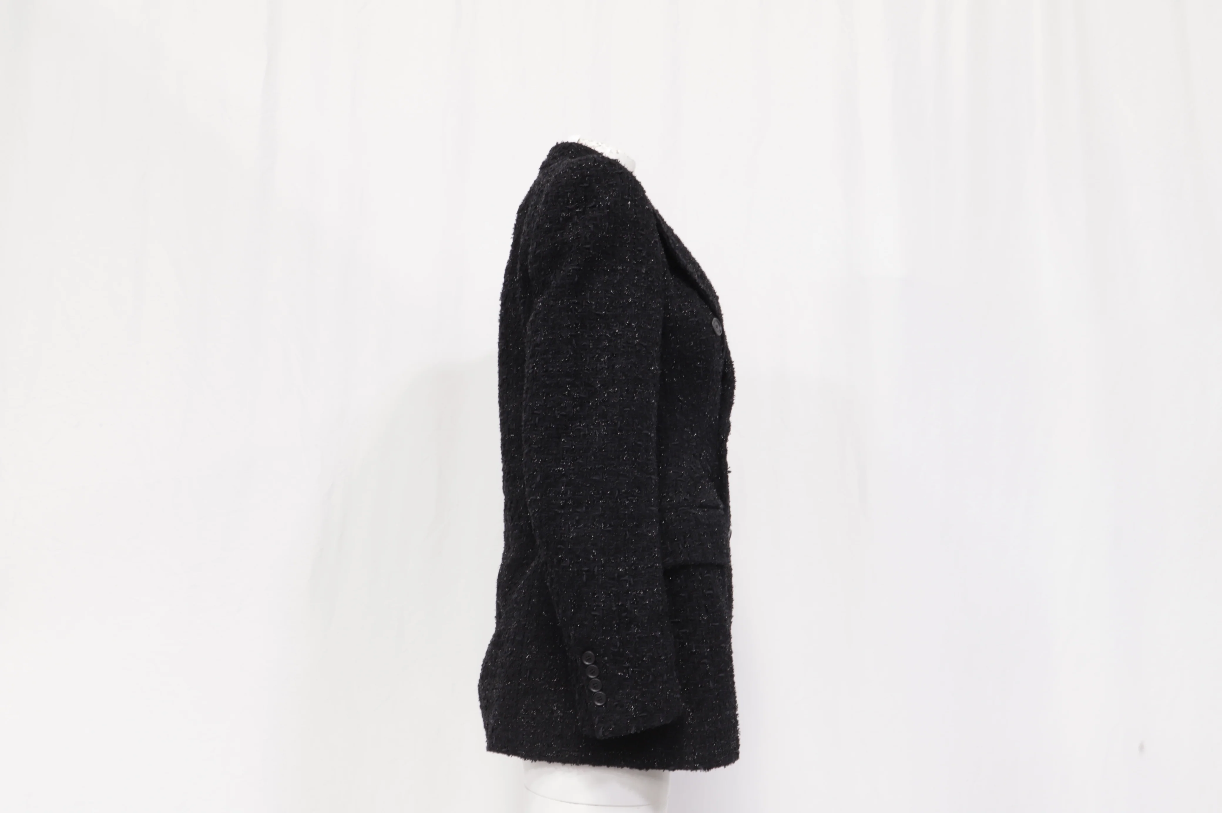 Women's Balenciaga Hourglass Tweed Blazer in Black Cotton - Image 10