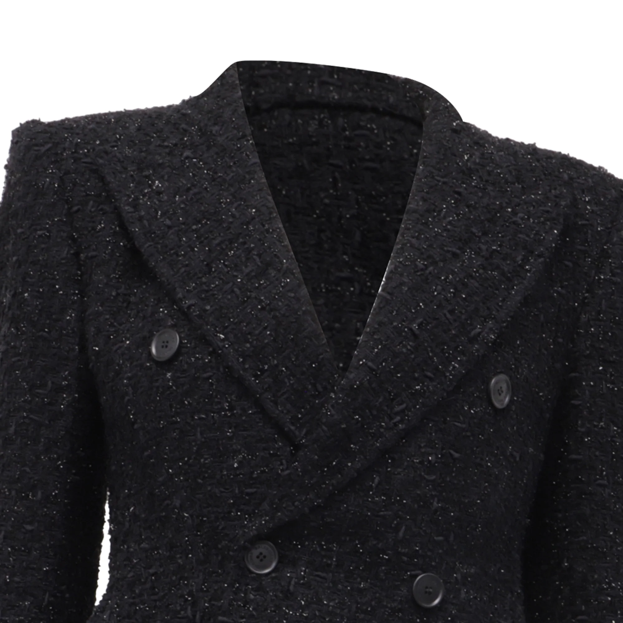 Women's Balenciaga Hourglass Tweed Blazer in Black Cotton - Image 2