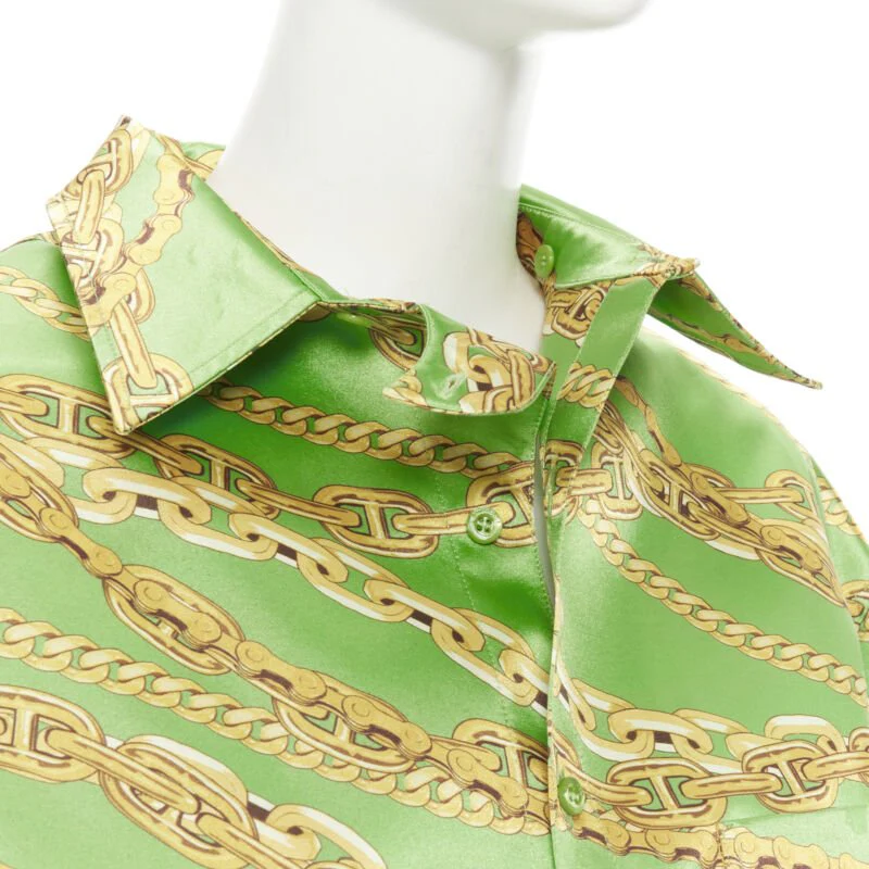 Women's Balenciaga line chain print stiff boxy shirt - Image 8