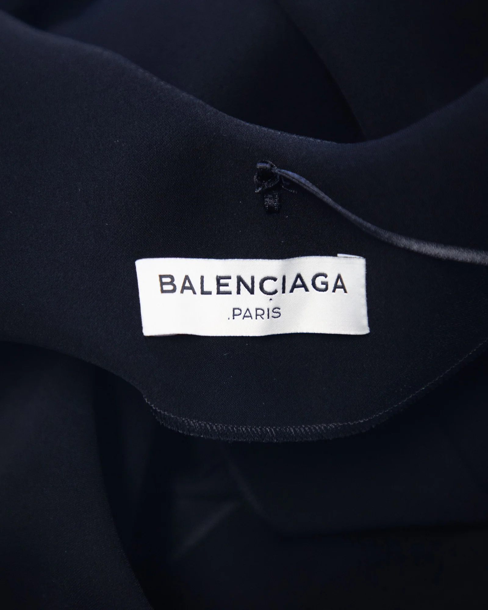 Women's Balenciaga Low Back Draped Cape Dress in Black Polyester - Image 7