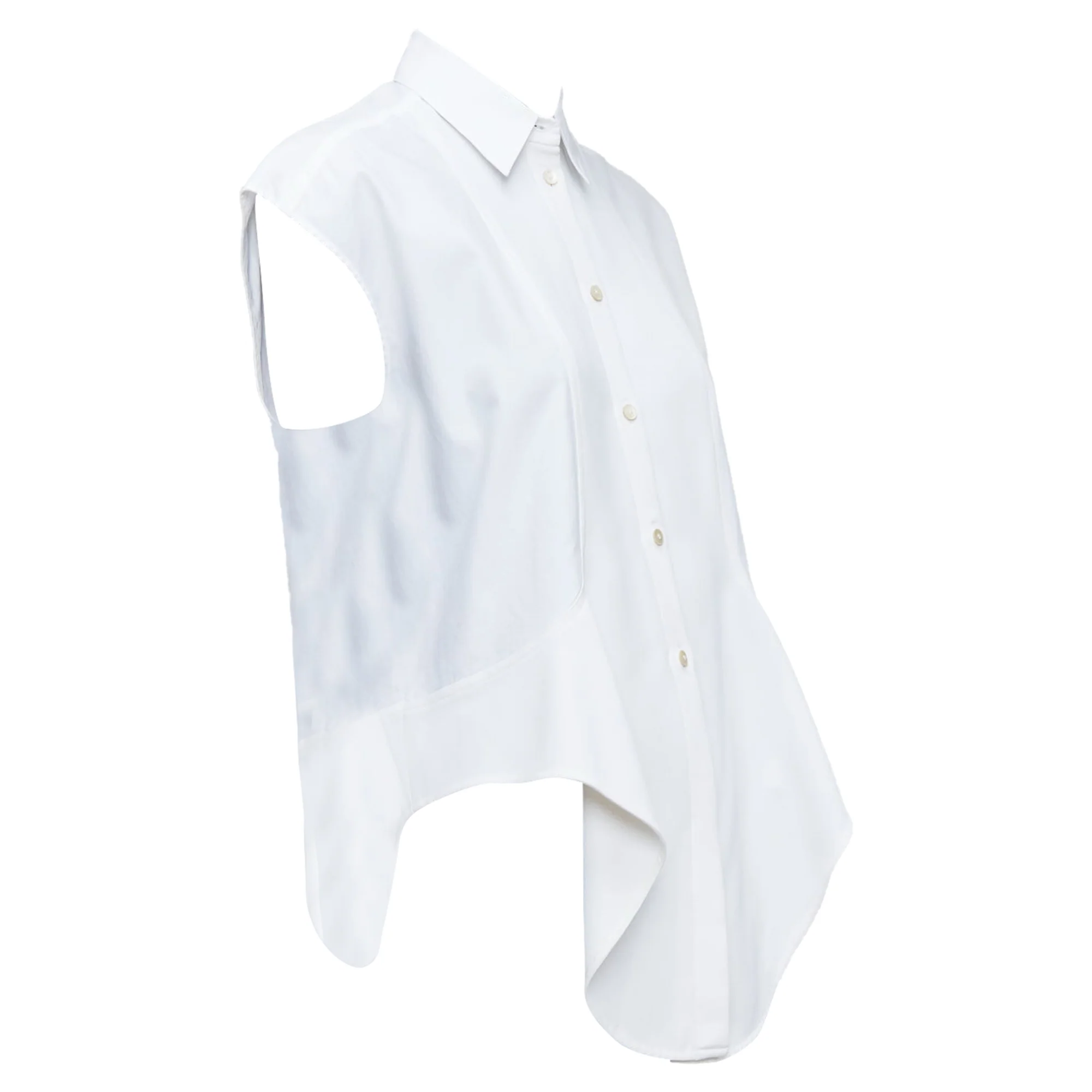 Women's Balenciaga mixed fabric drape cap sleeves collaRed shirt - Image 3